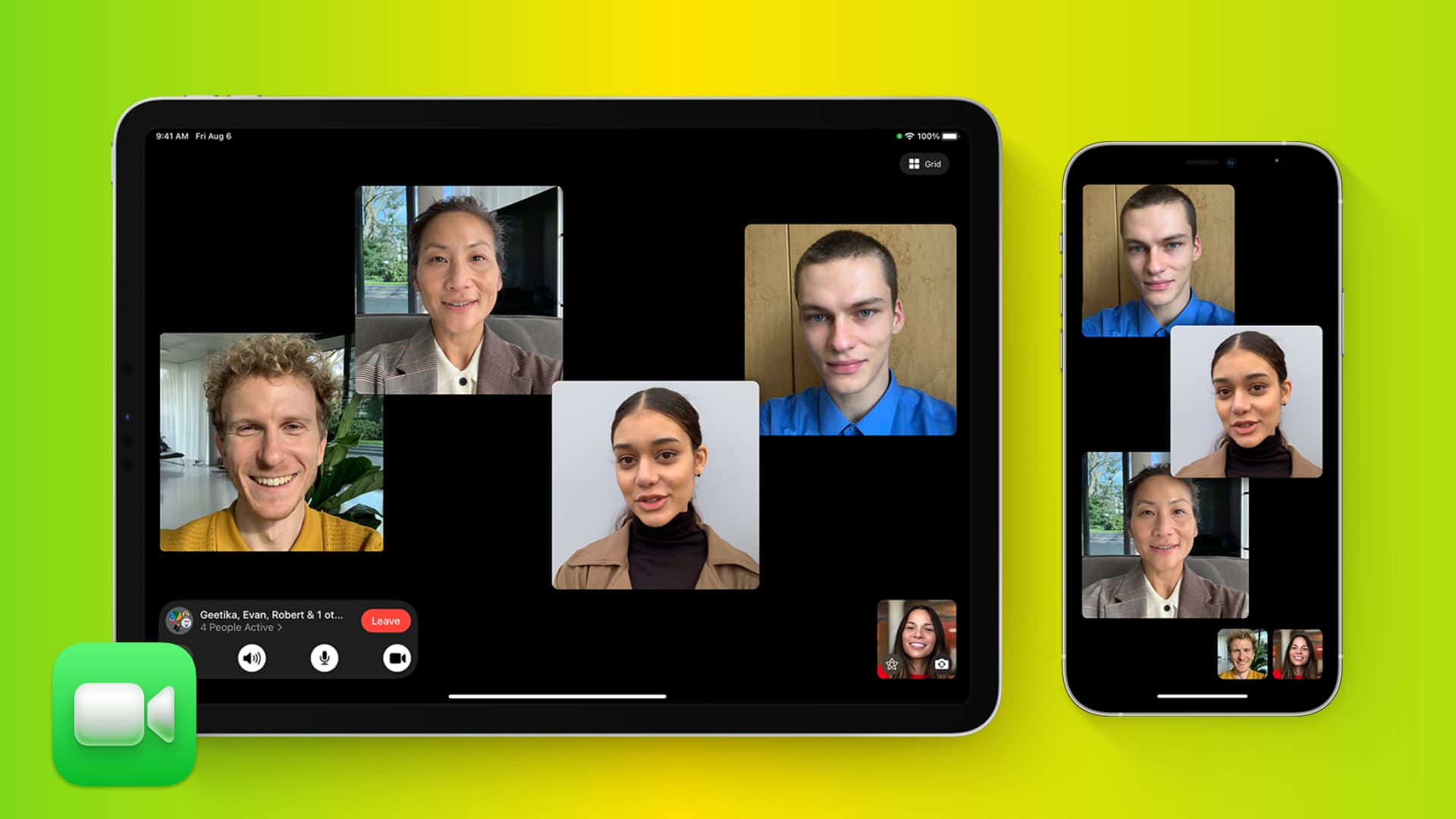 Group FaceTime video call on iPad and iPhone