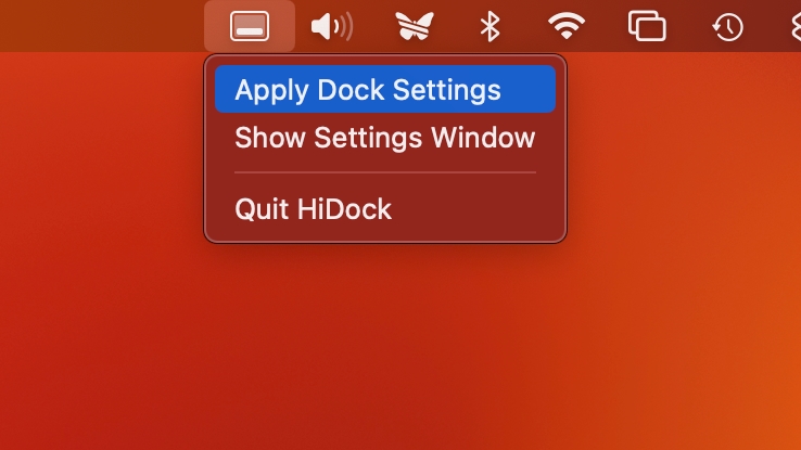 The HiDock app in the macOS menu bar