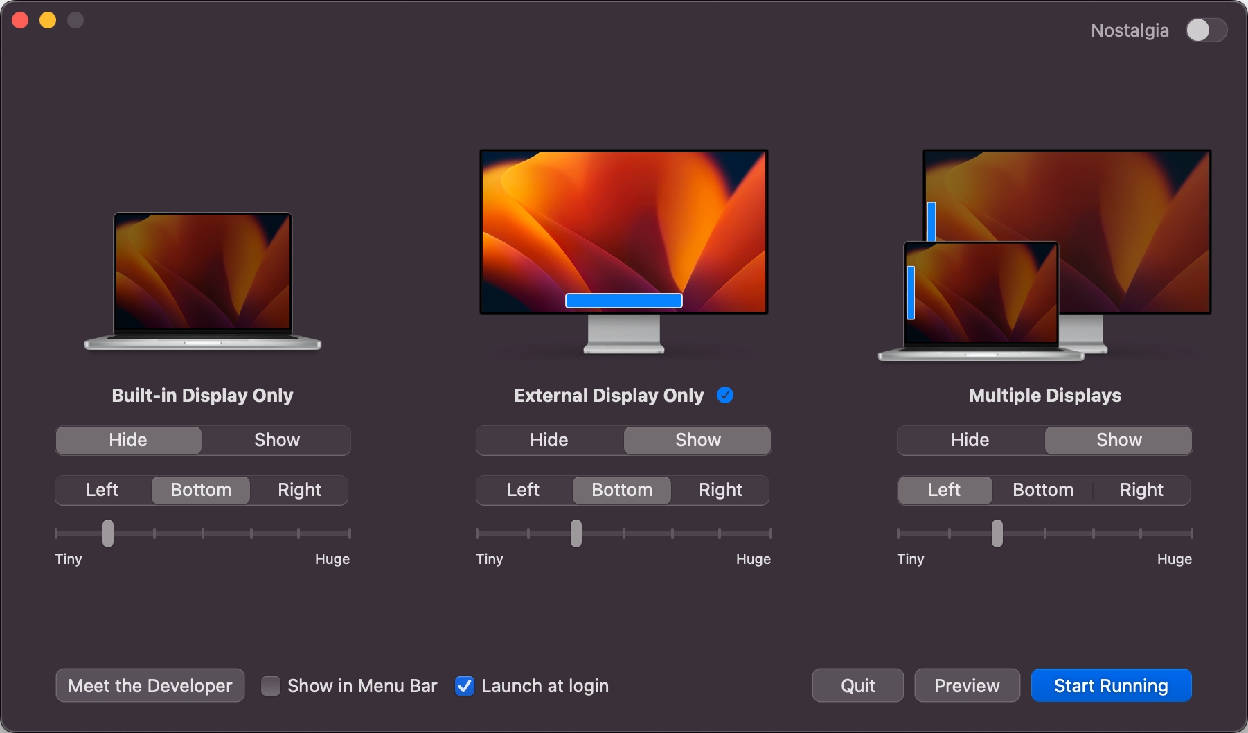 HiDock for Mac deploys your preferred Dock settings depending on your display setup