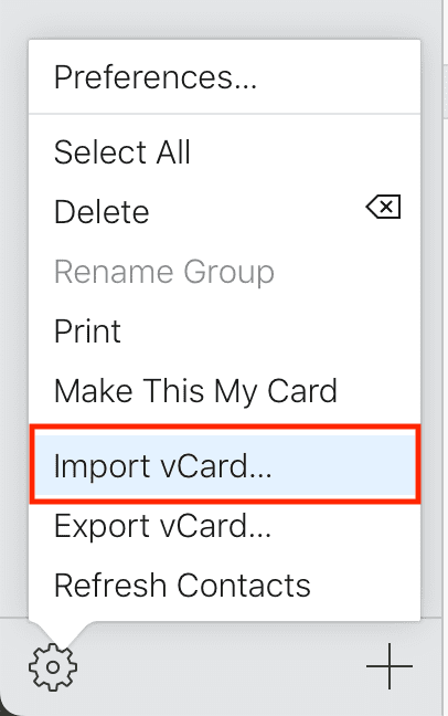 Import vCard in iCloud Contacts on web