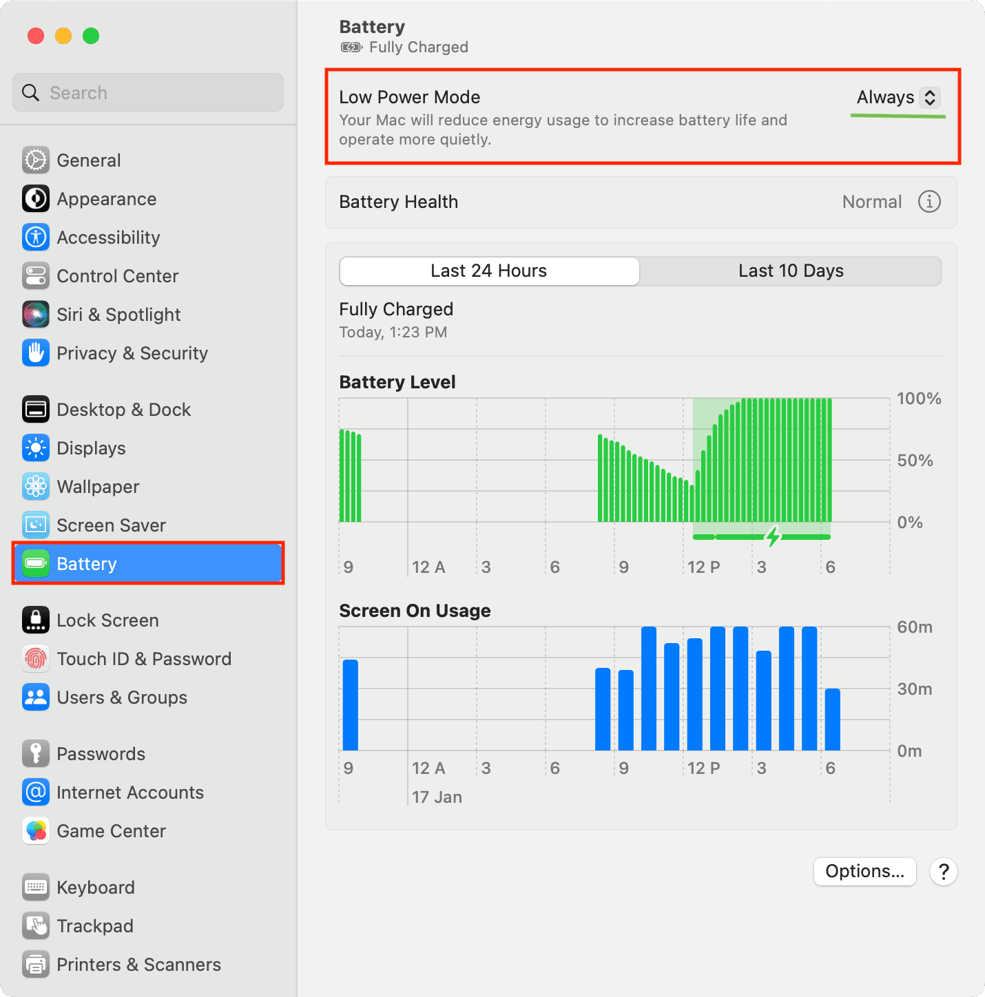 Enable Low Power Mode on Mac in macOS Ventura