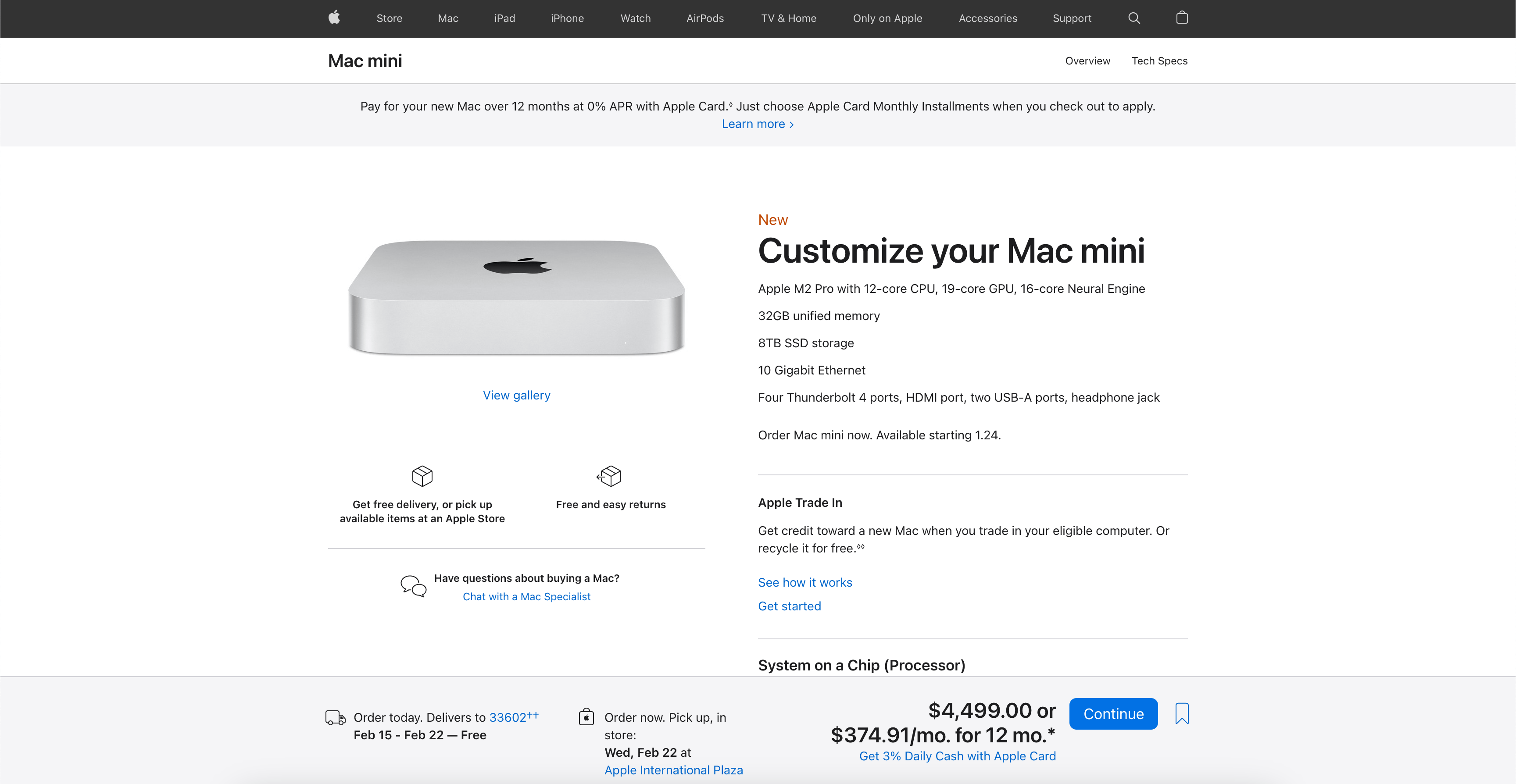 Cost of fully maxed out specs on 2023 Mac mini.
