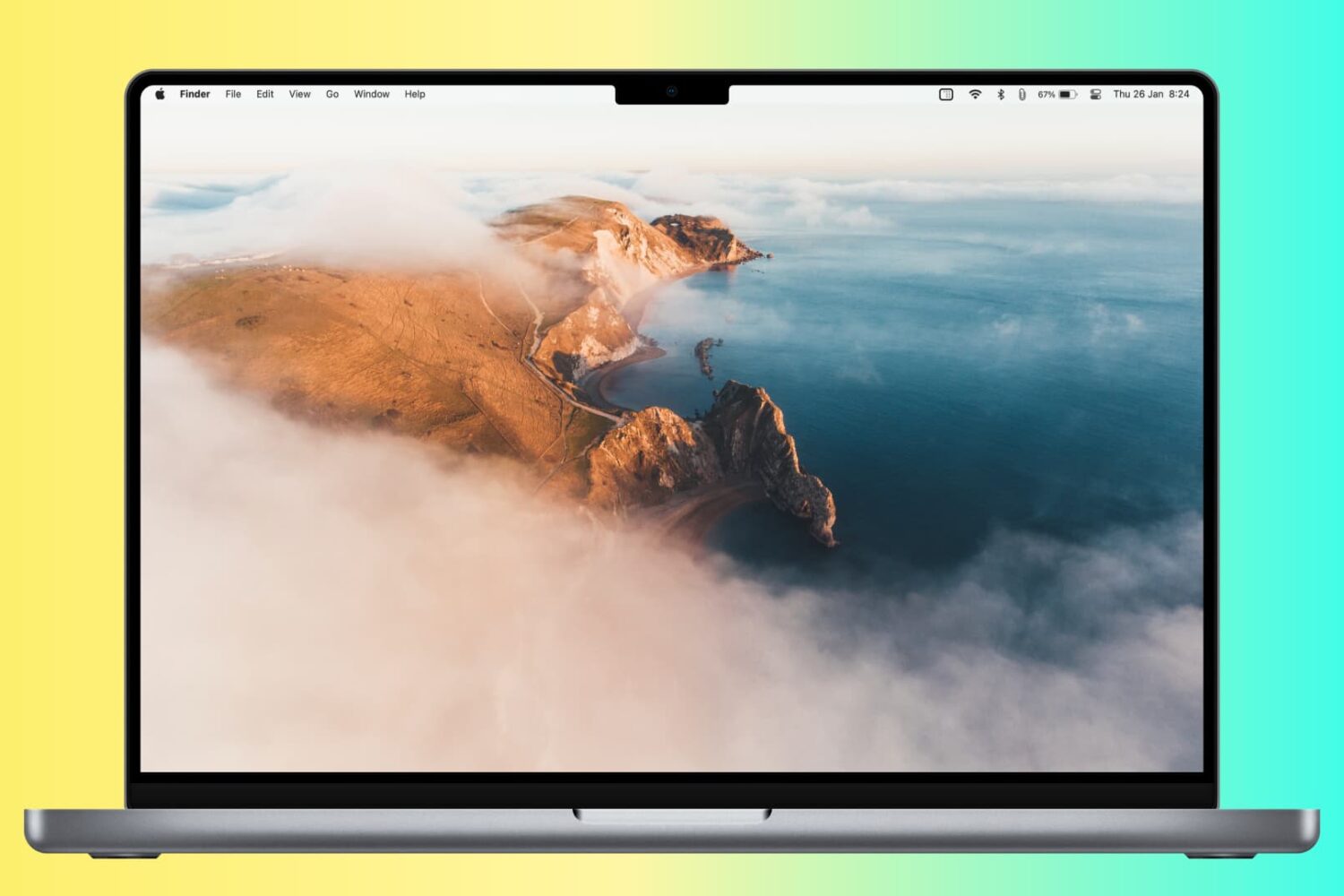 MacBook desktop with the Dock hidden from the screen