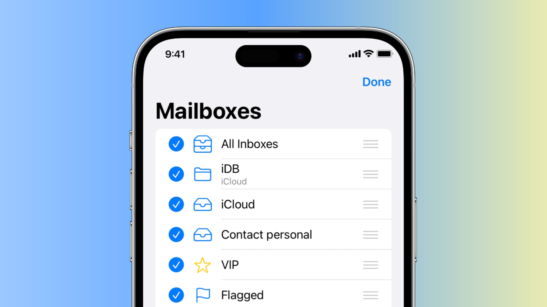 Mailboxes in the Mail app on iPhone