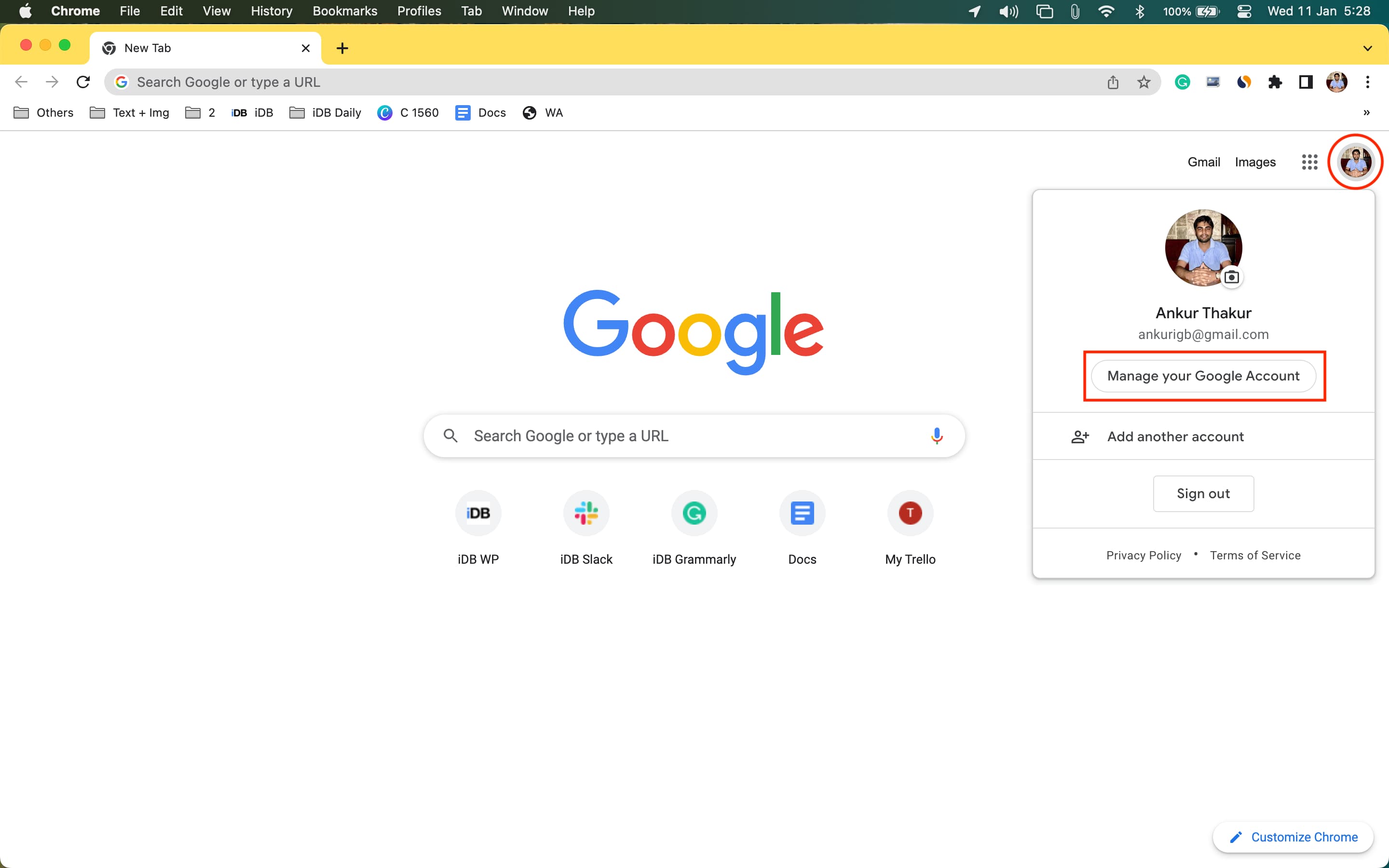 Manage your Google Account on web