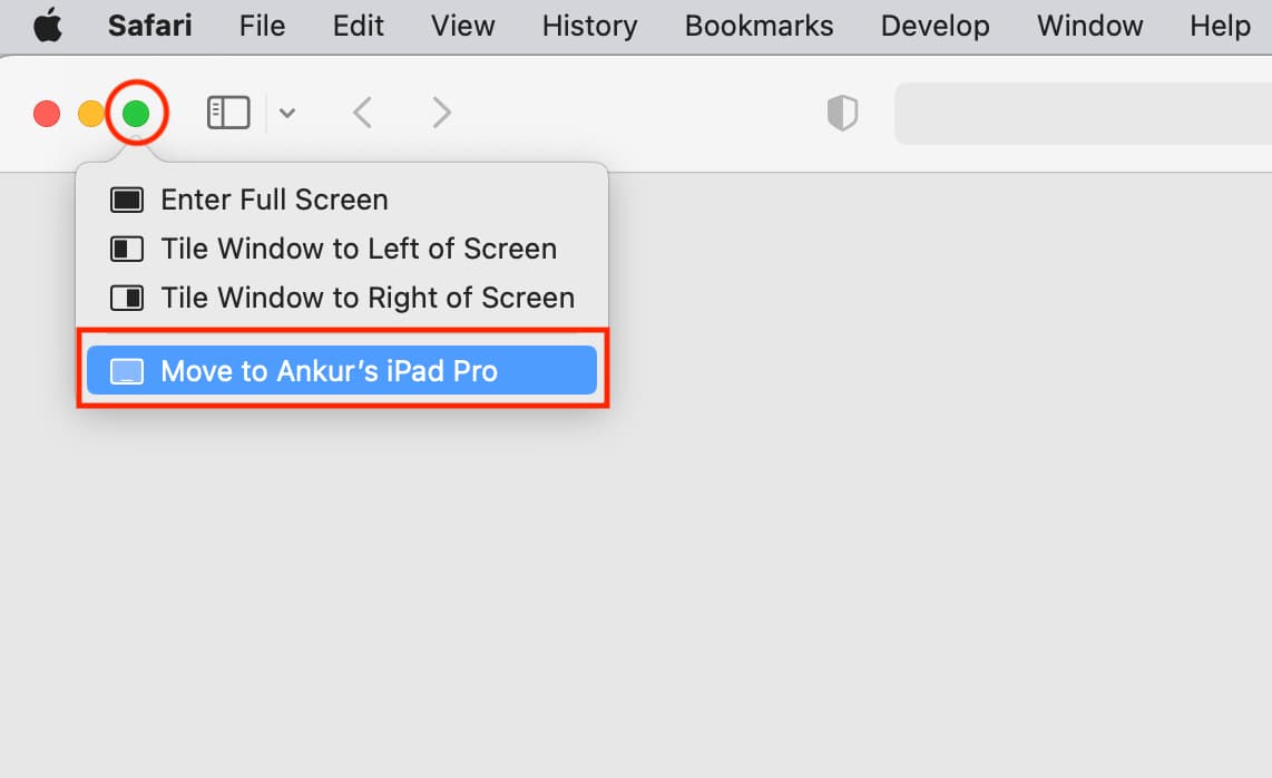 Move window from Mac to iPad