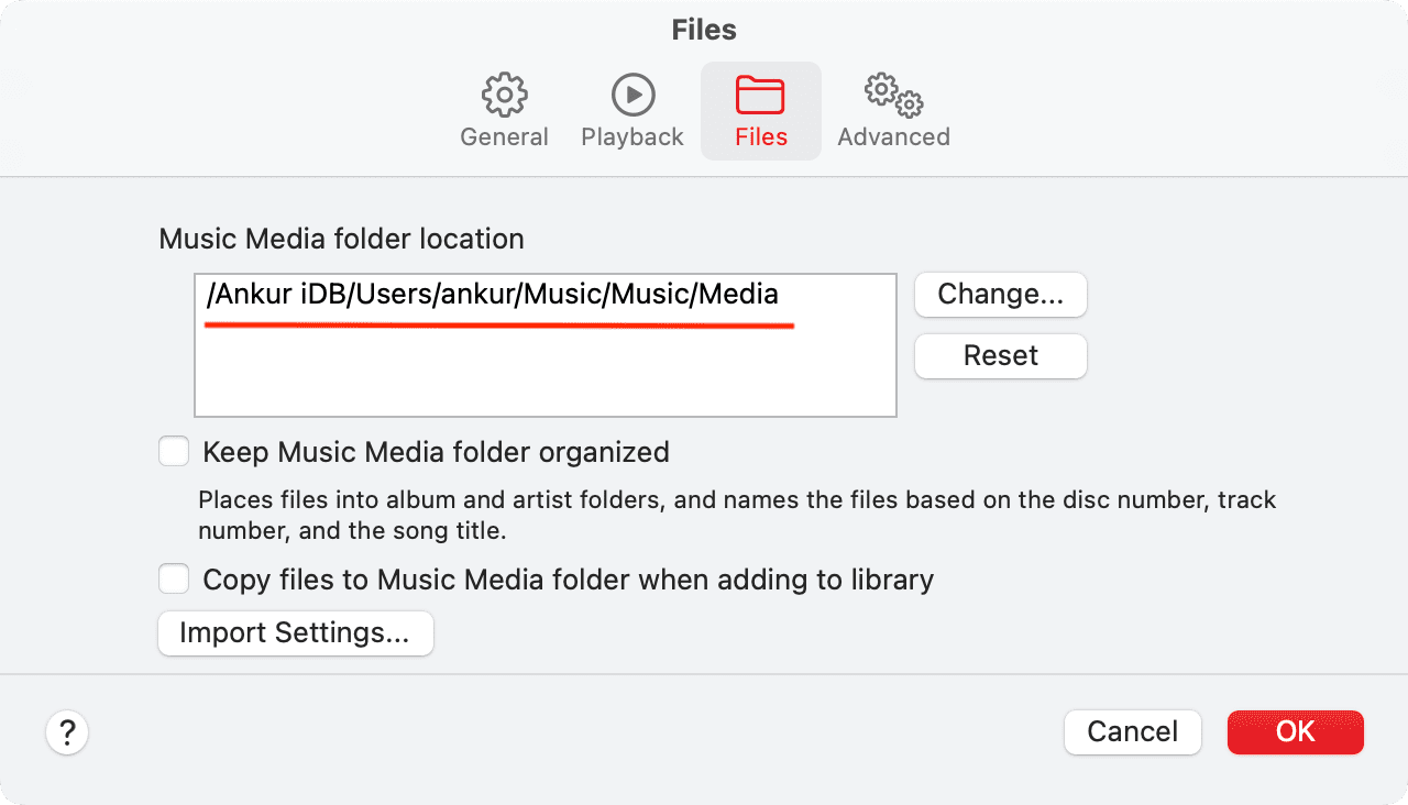 Music Media folder location on Mac