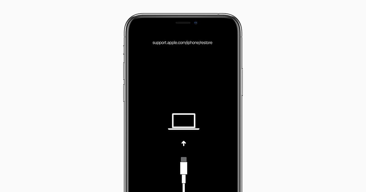 Recovery mode screen on iPhone