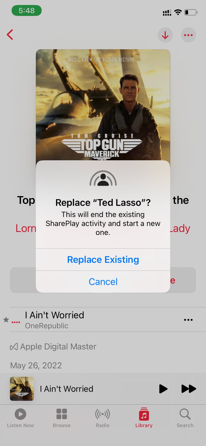 Replace Existing SharePlay on iPhone