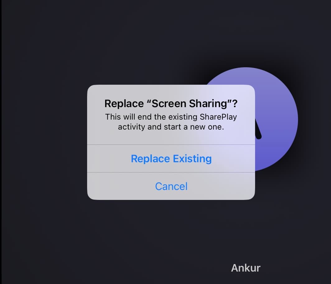 Replace Screen Sharing during FaceTime