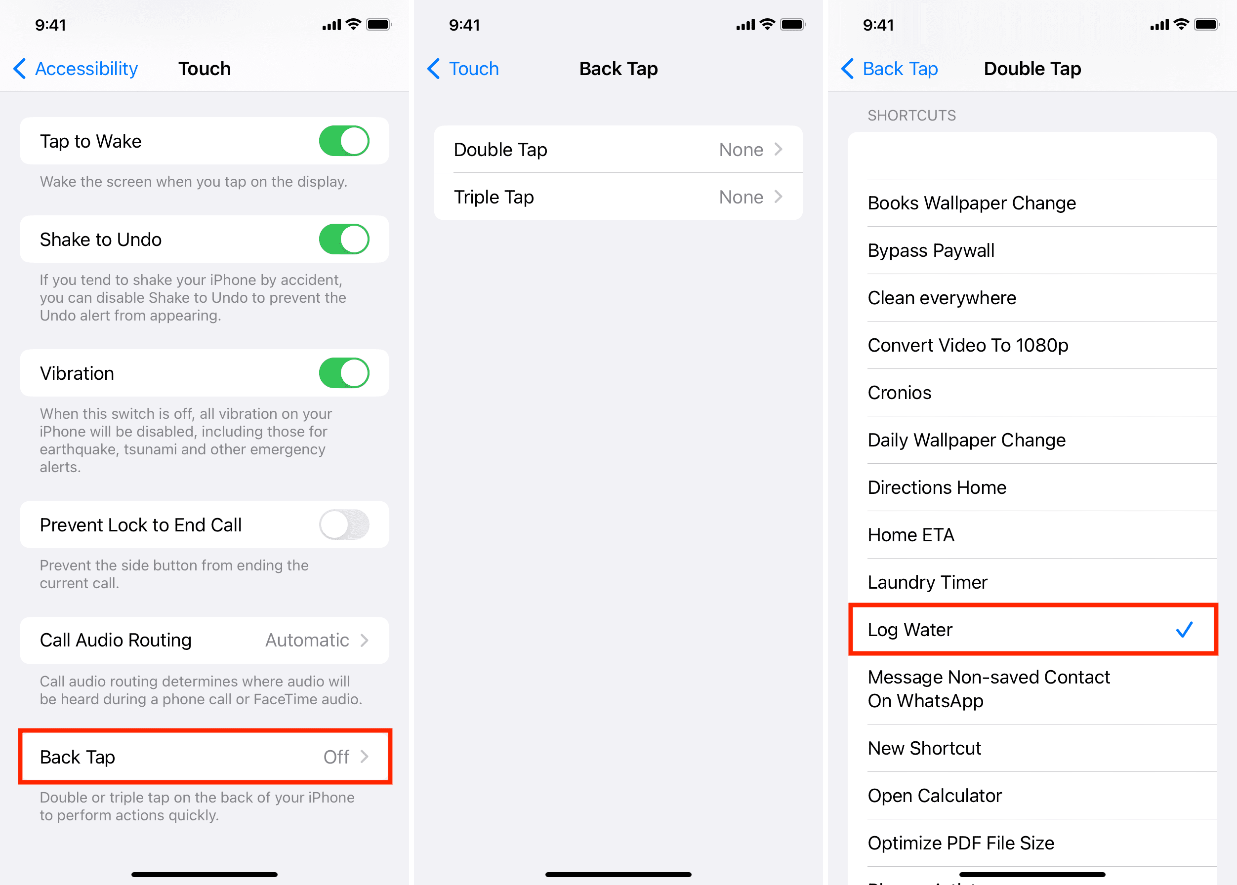 Quickly run iOS shortcut using Back Tap on iPhone
