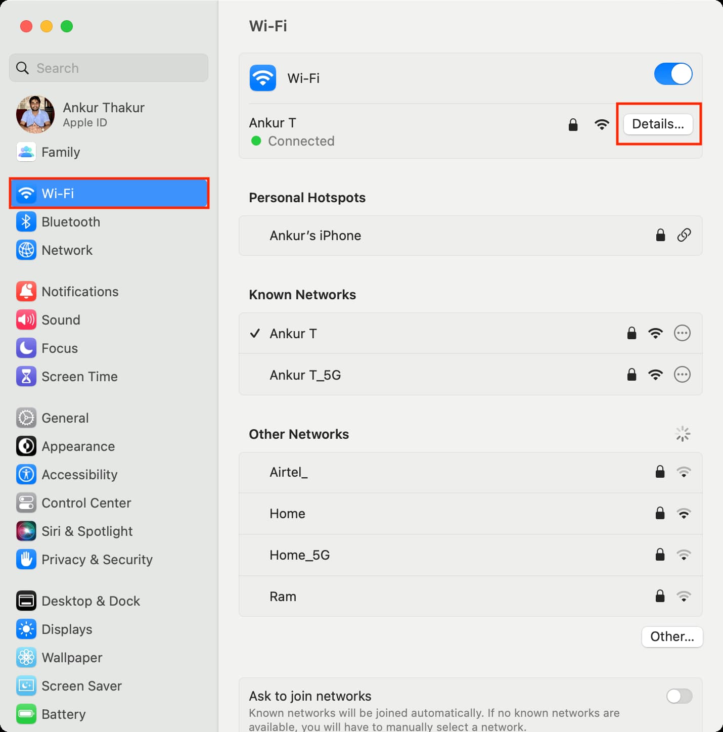 See details of connected Wi-Fi on Mac