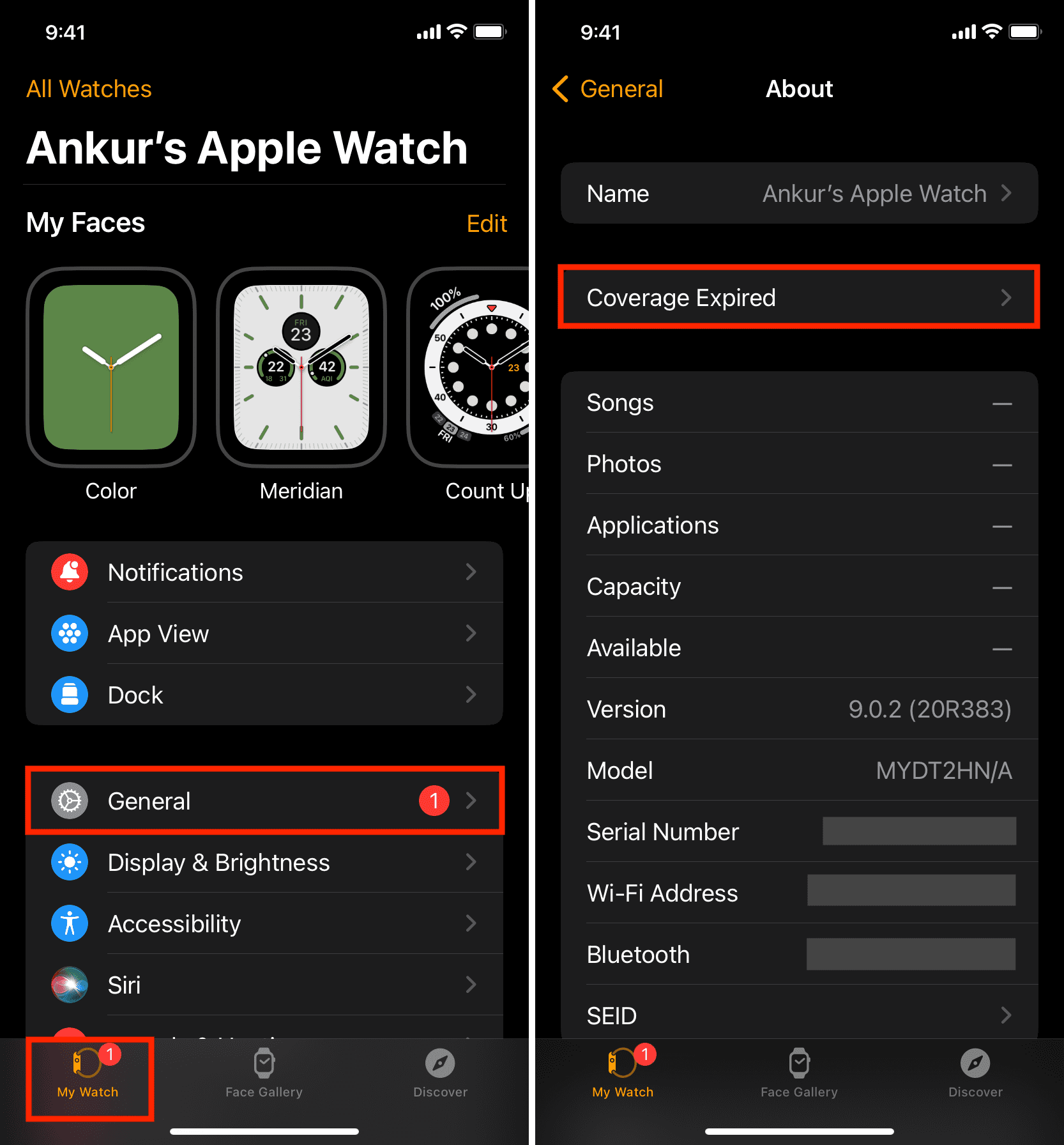 See warranty status of Apple Watch in iPhone Watch app