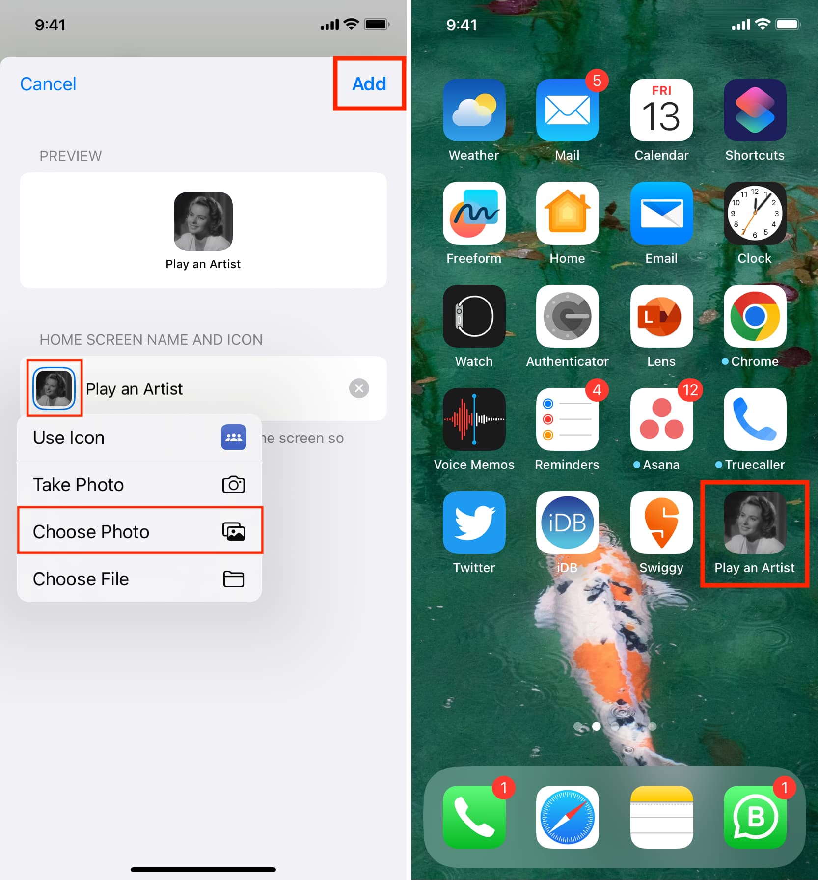 Shortcut added to iPhone Home Screen