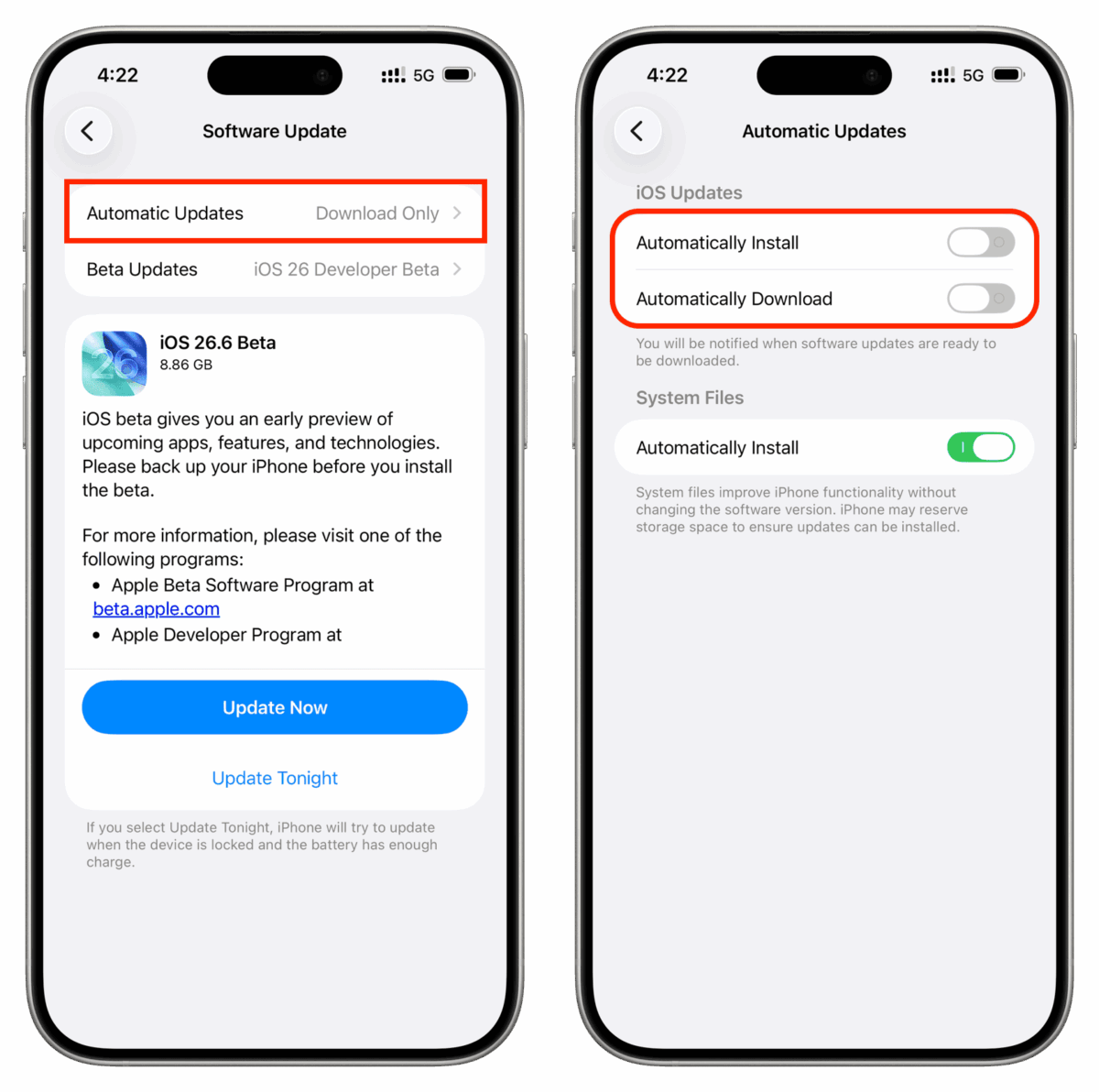 How to stop automatic software updates for Apple devices