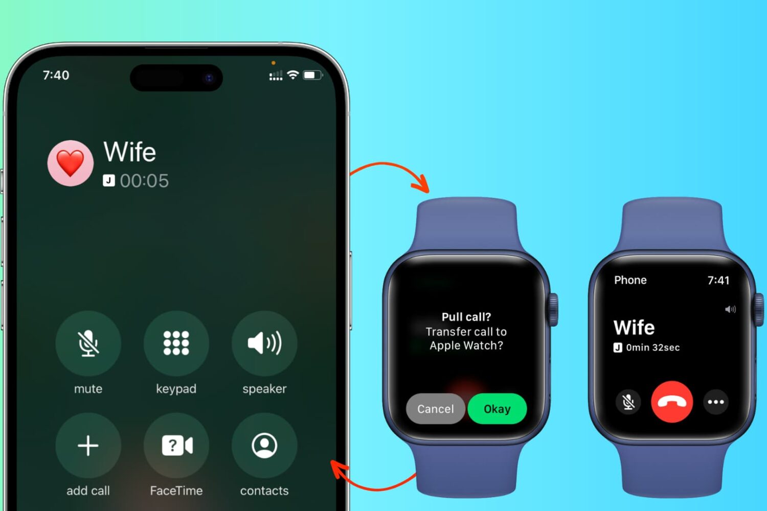 Transfer calls between iPhone and Apple Watch