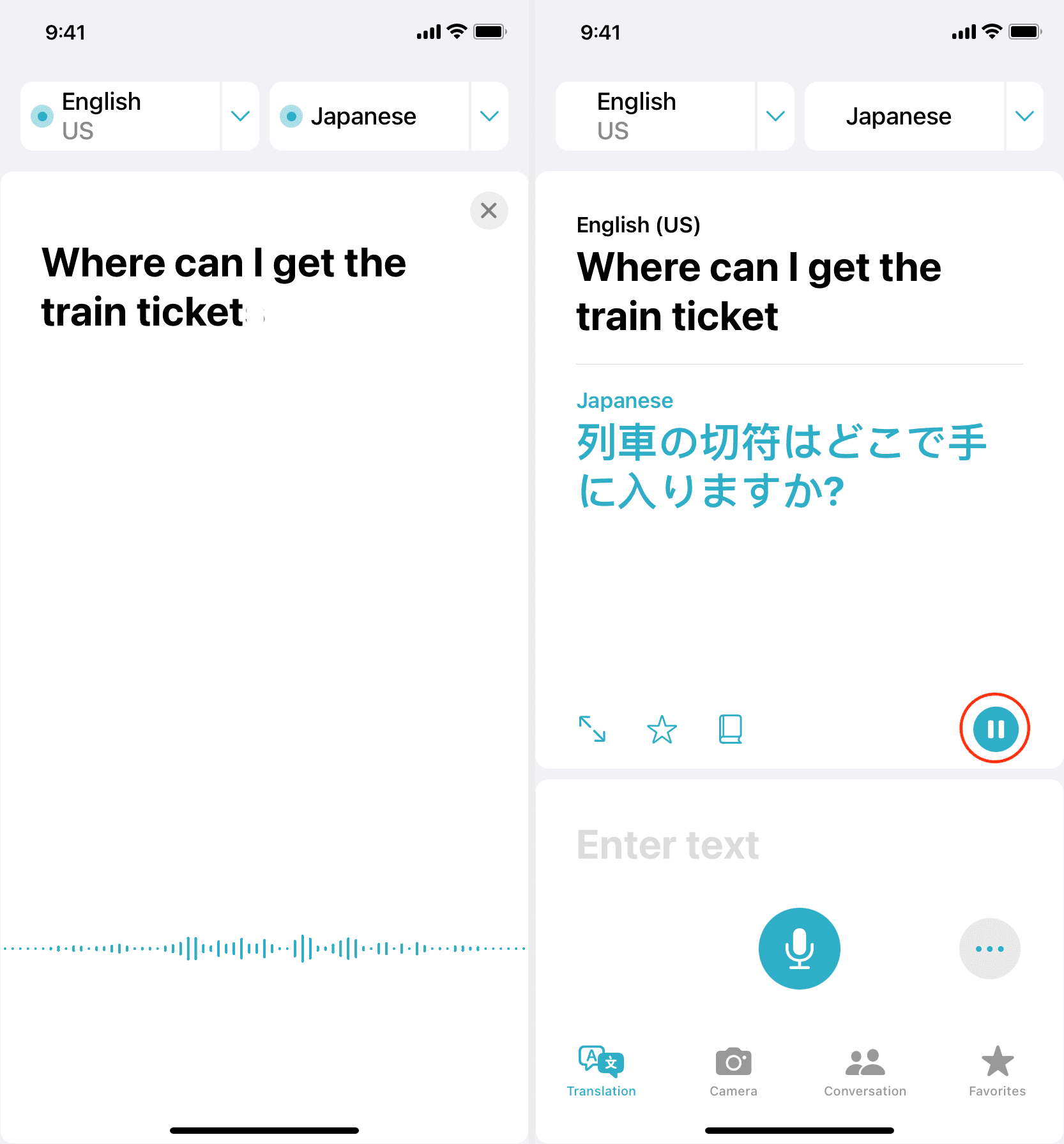 Translate spoken words and sentences on iPhone
