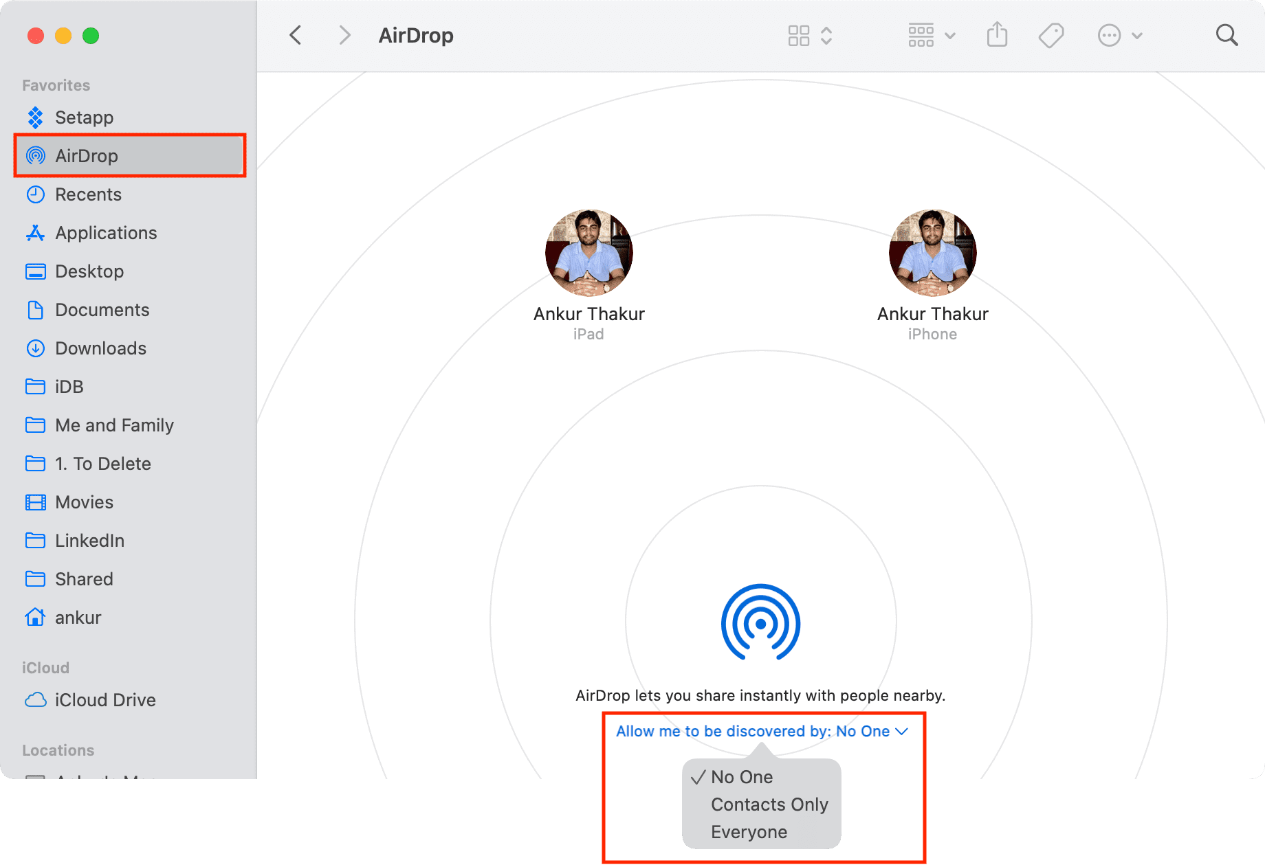 Turn off AirDrop from Mac Finder