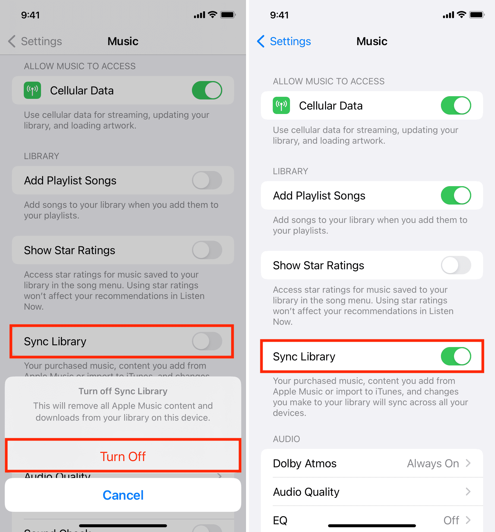Turn off Sync Library and enable it again in Music settings on iPhone