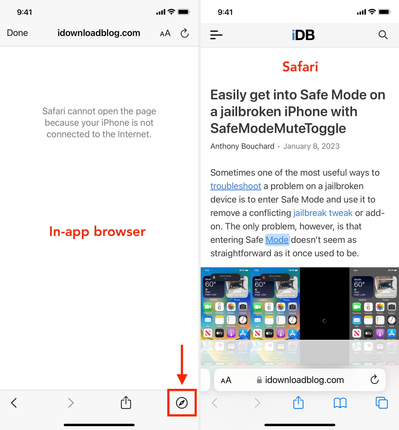 Use Safari instead of the in-app browser