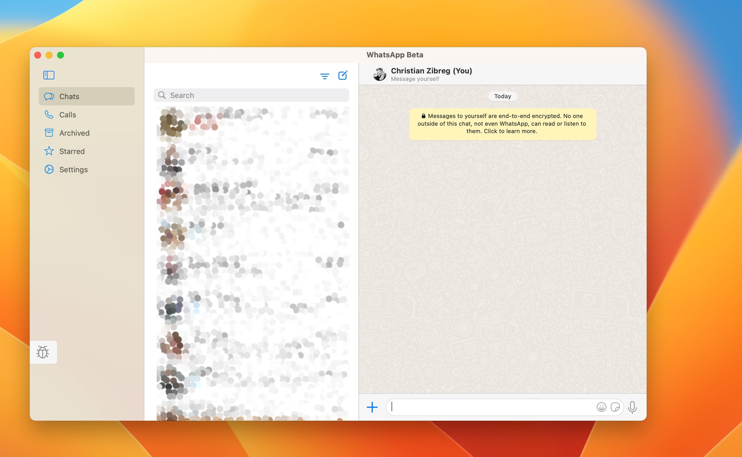 WhatsApp Mac app showing blurred chats