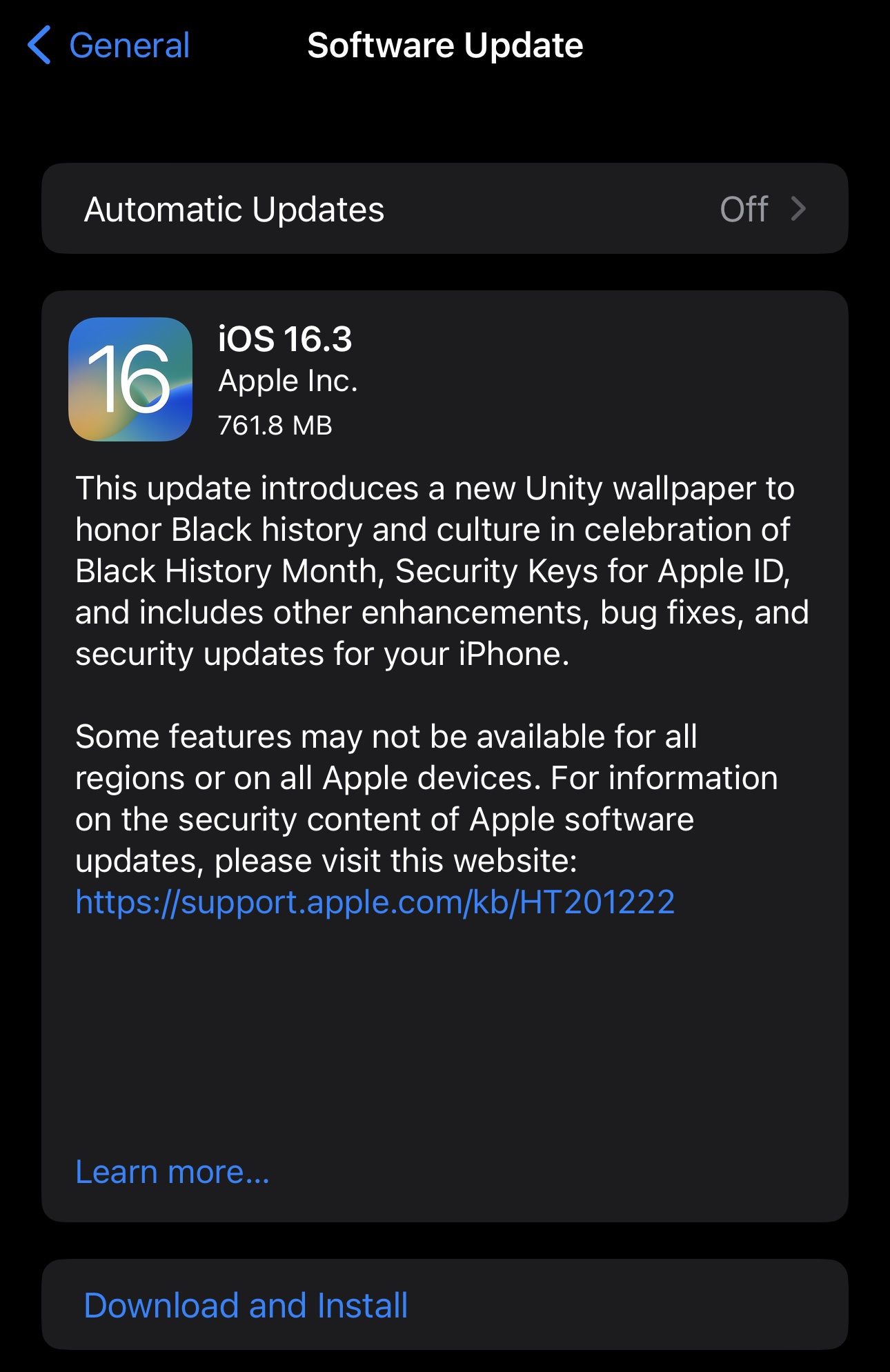 The iOS 16.3 Software Update.