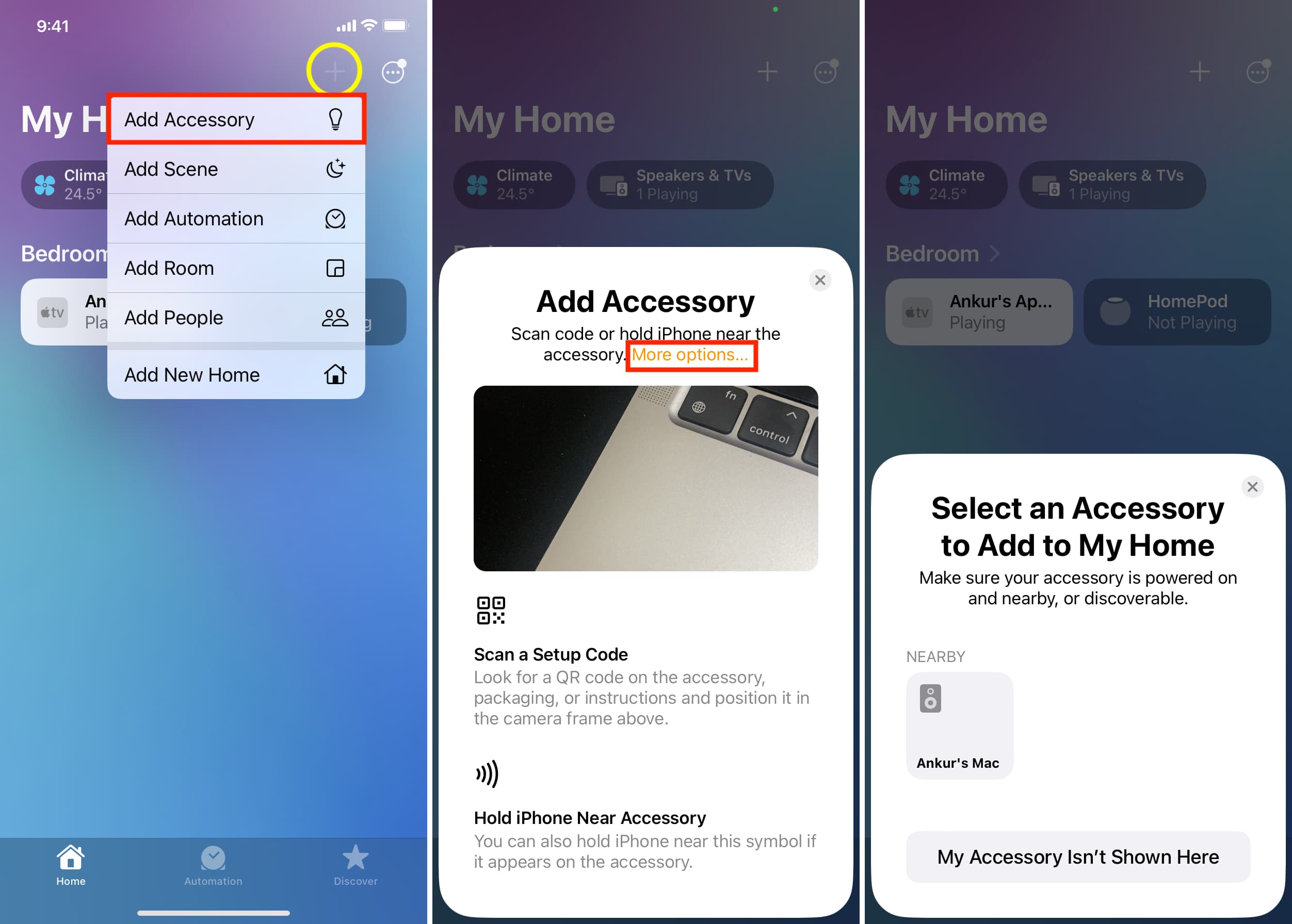 Add Accessory manually in Home app on iPhone