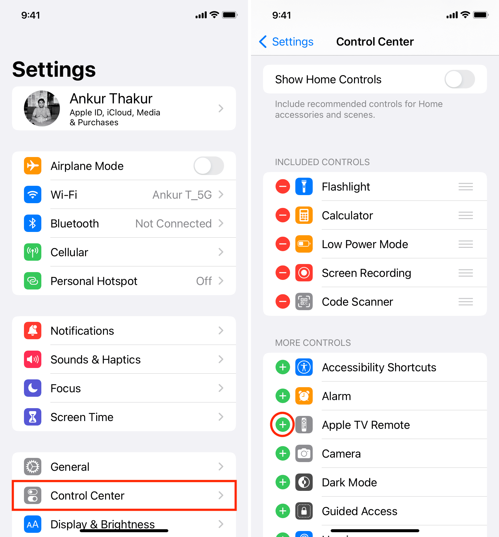 Add Apple TV Remote to iPhone Control Center