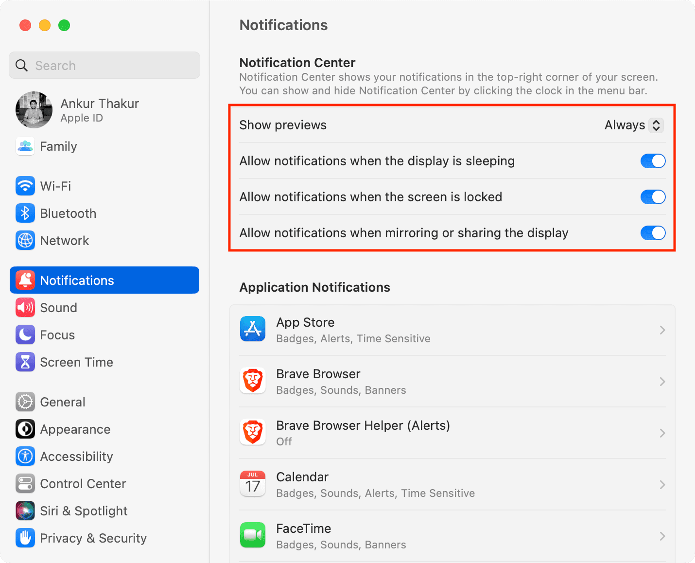 Allow notifications when Mac display is sleeping, locked, or mirroring