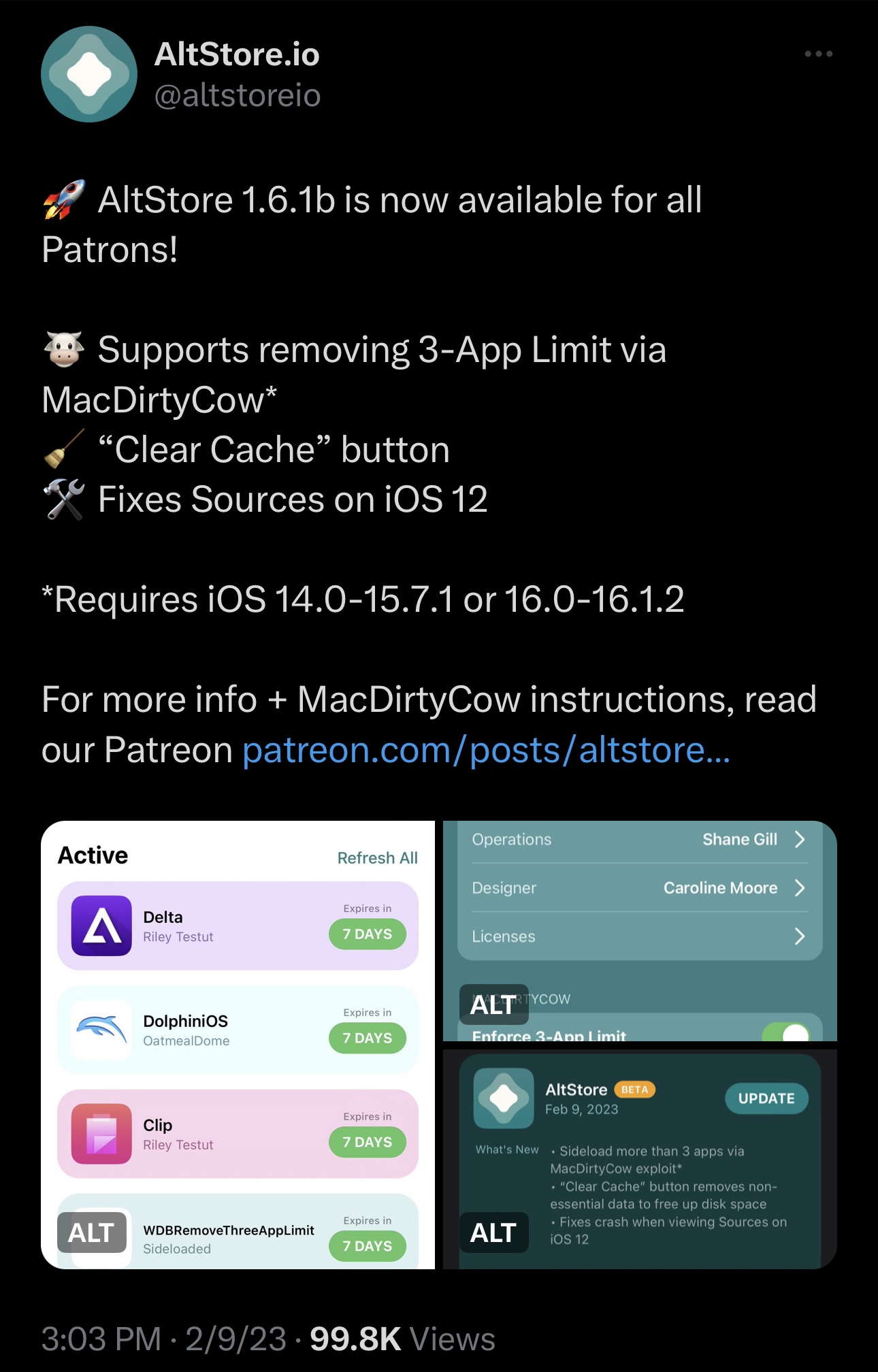 AltStore v1.6.1 beta removing three app limit.