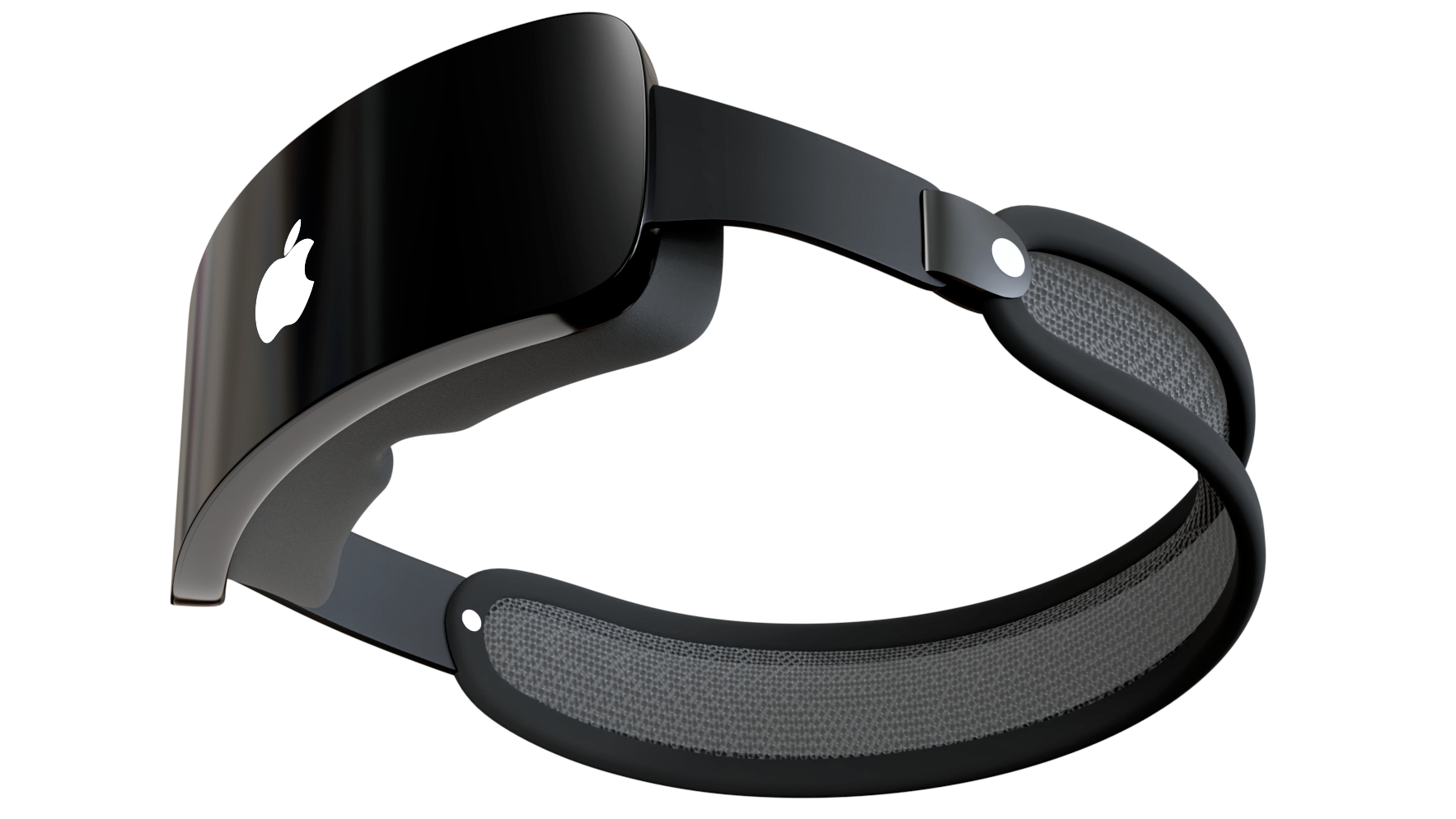 Rendering imagining an Apple headset resembling ski goggles