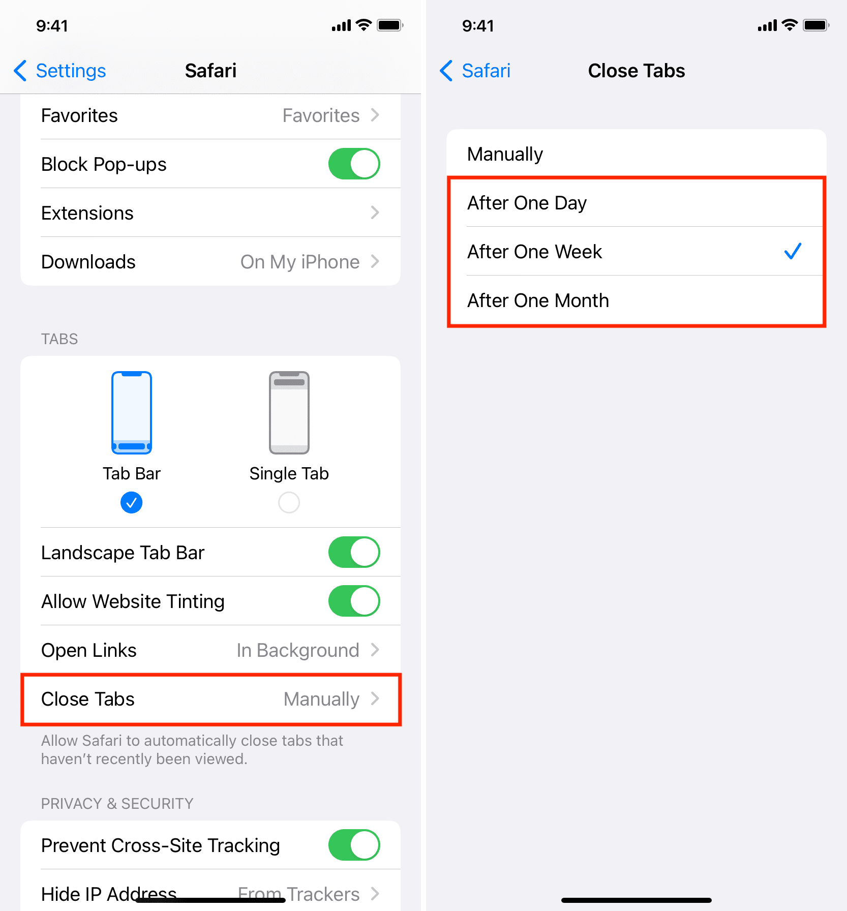 Close Safari tabs automatically on iPhone