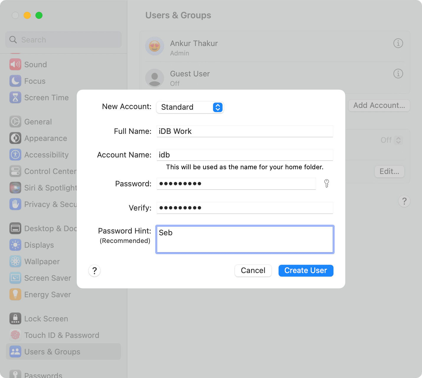Create new user for your Mac in macOS Ventura and later