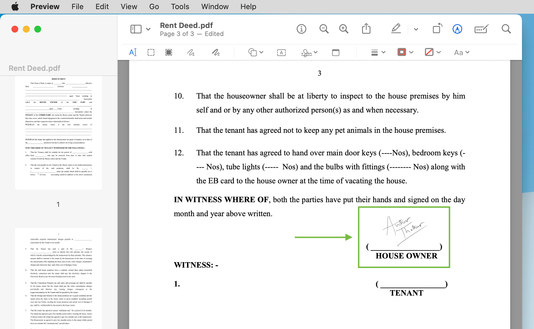Drag signature to the right page of PDF on Mac