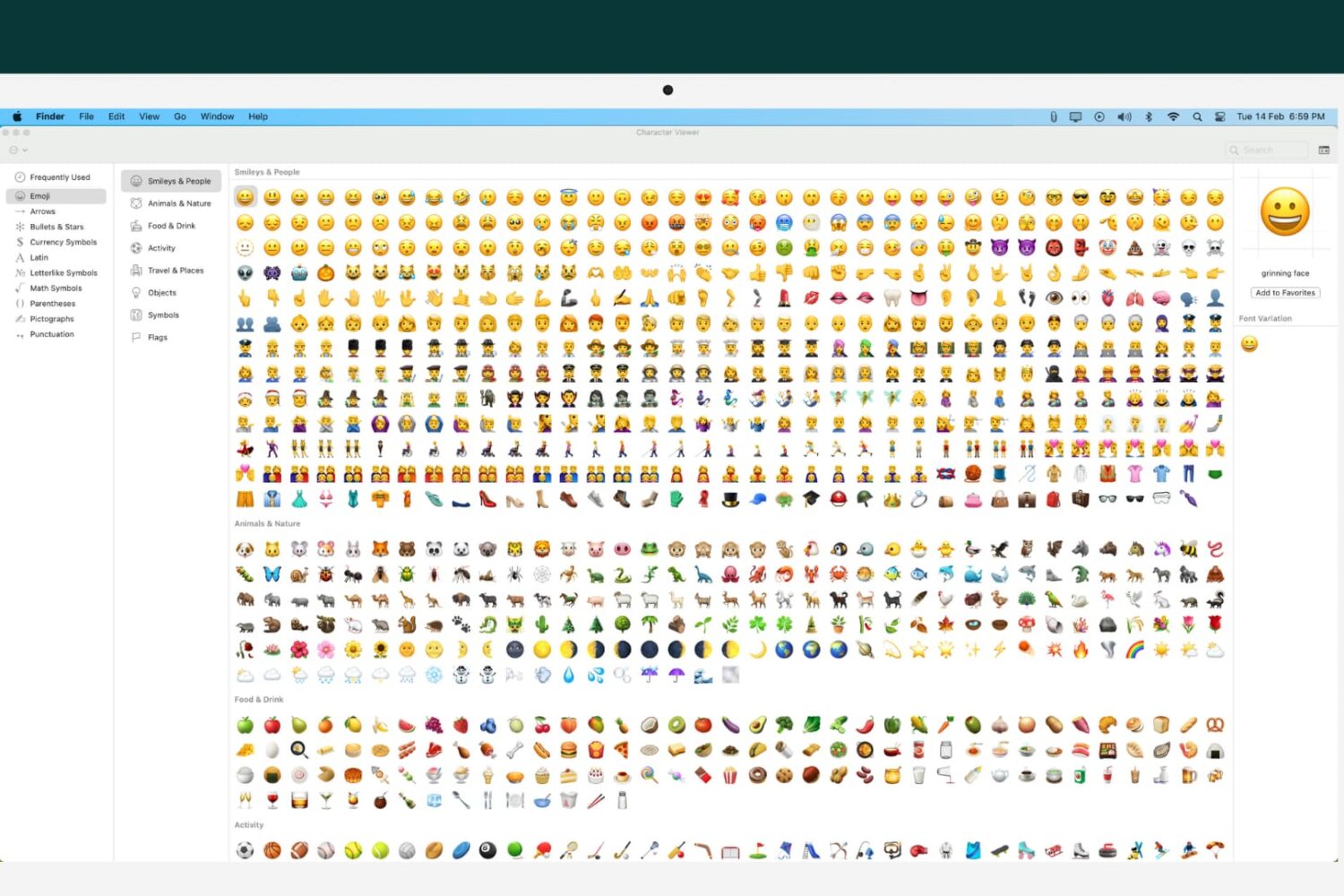 Hundreds of emojis on Mac