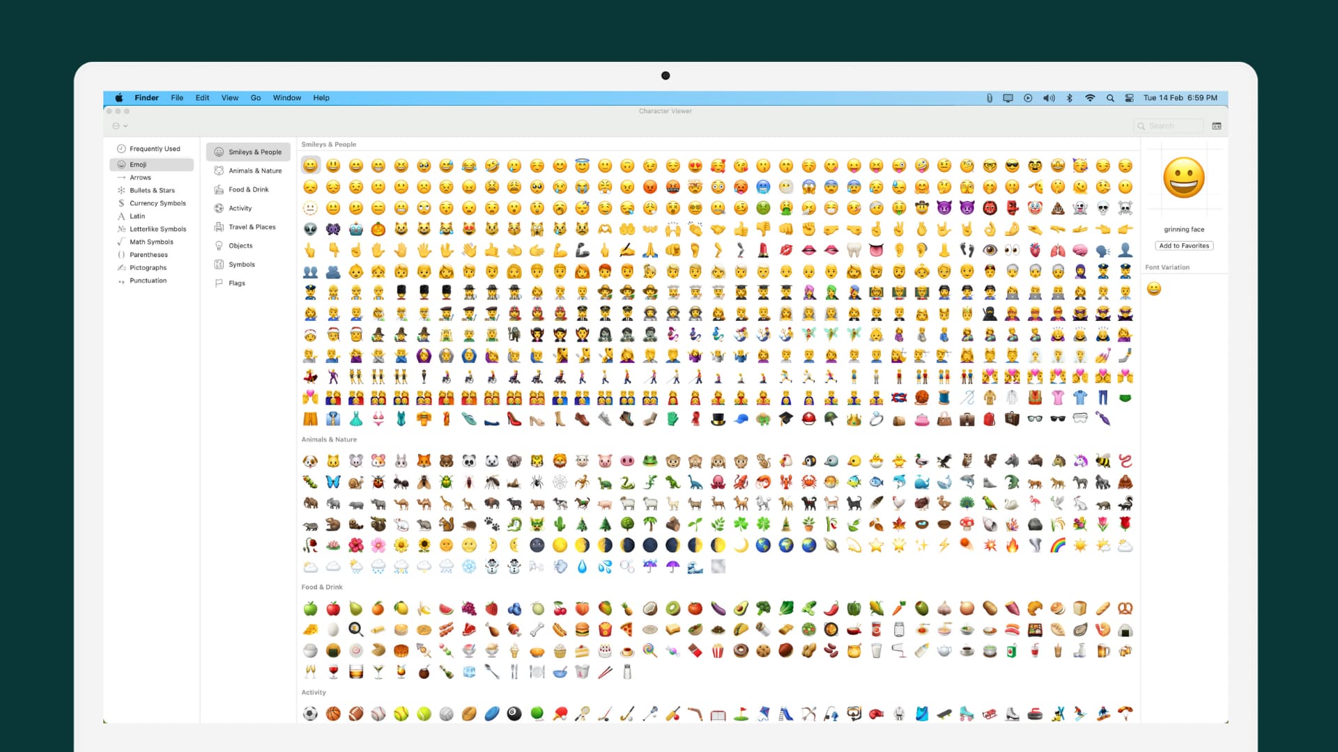 Hundreds of emojis on Mac