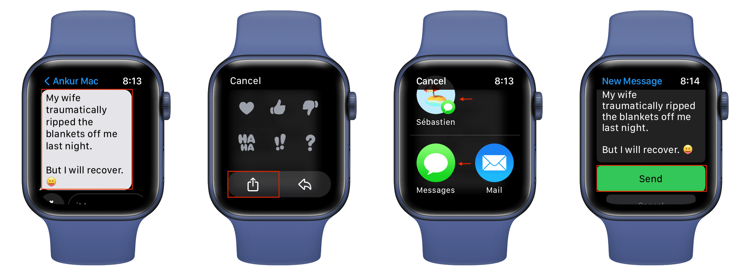 Forward messages on Apple Watch