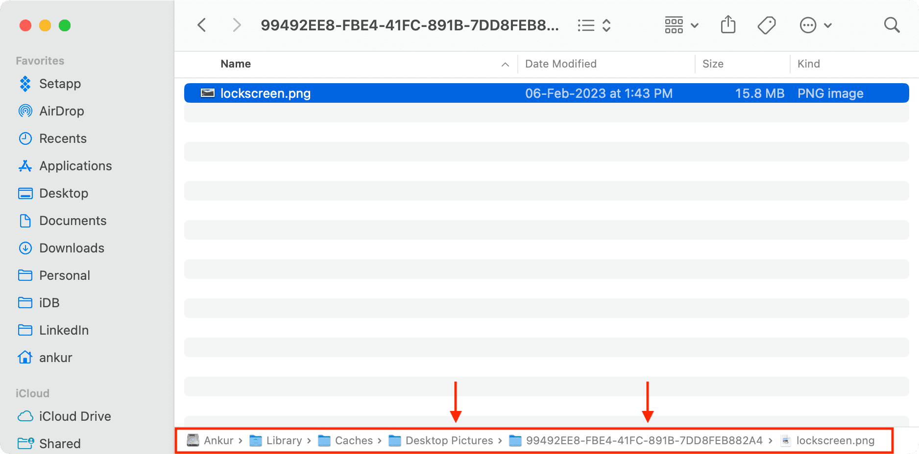 Lock Screen image in Desktop Pictures cache on Mac