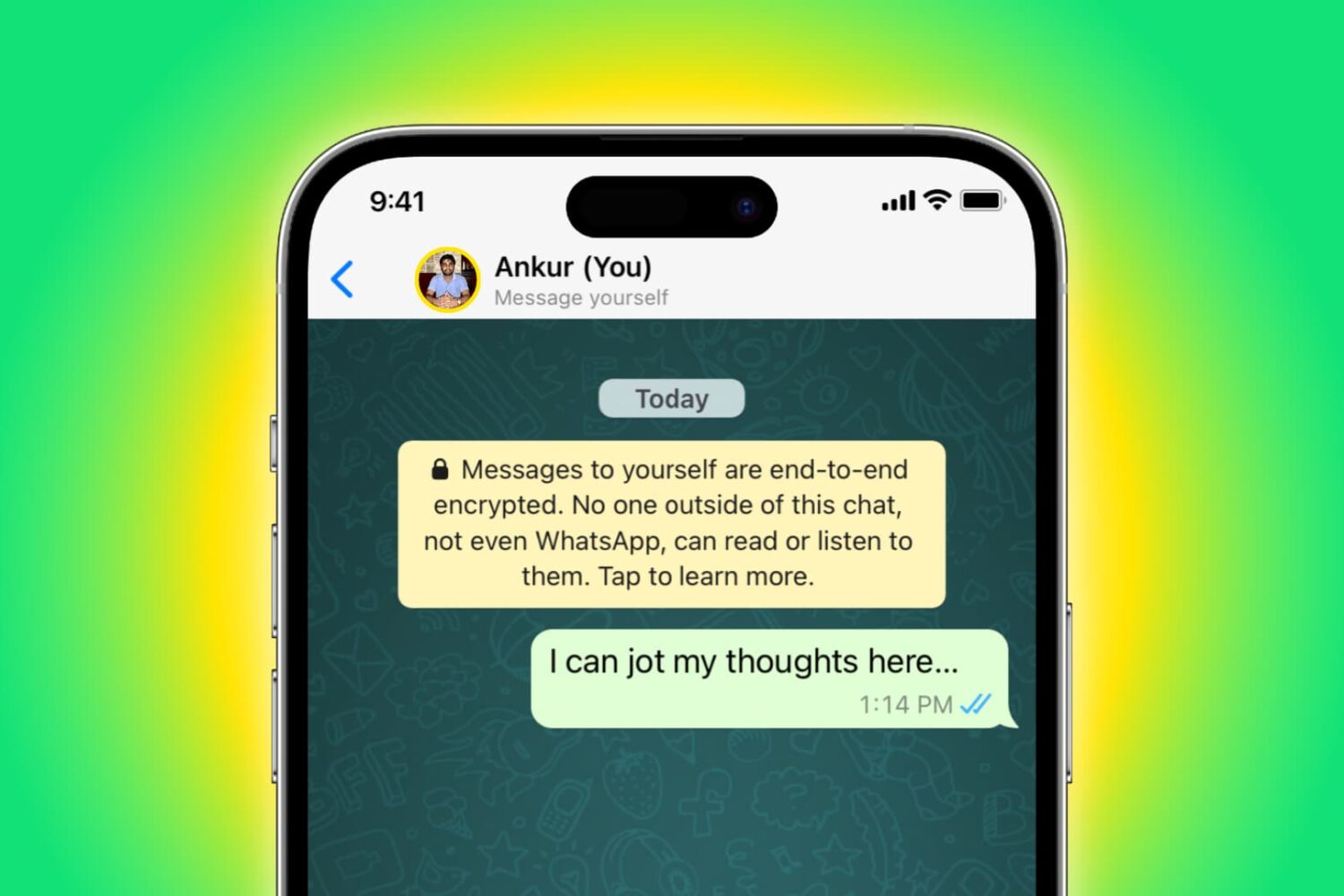 Message yourself on WhatsApp