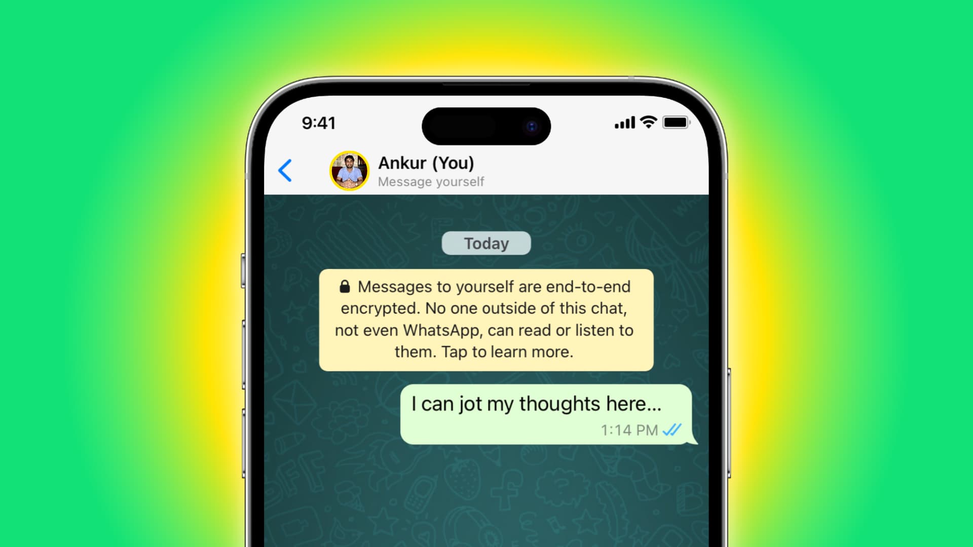 Message yourself on WhatsApp