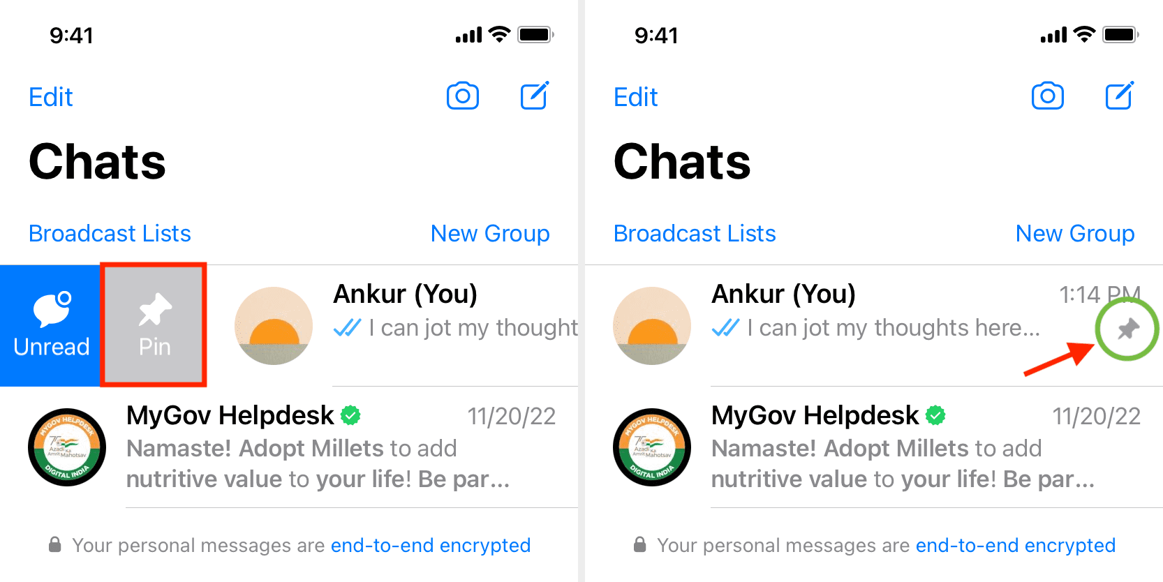 Pin messages on WhatsApp