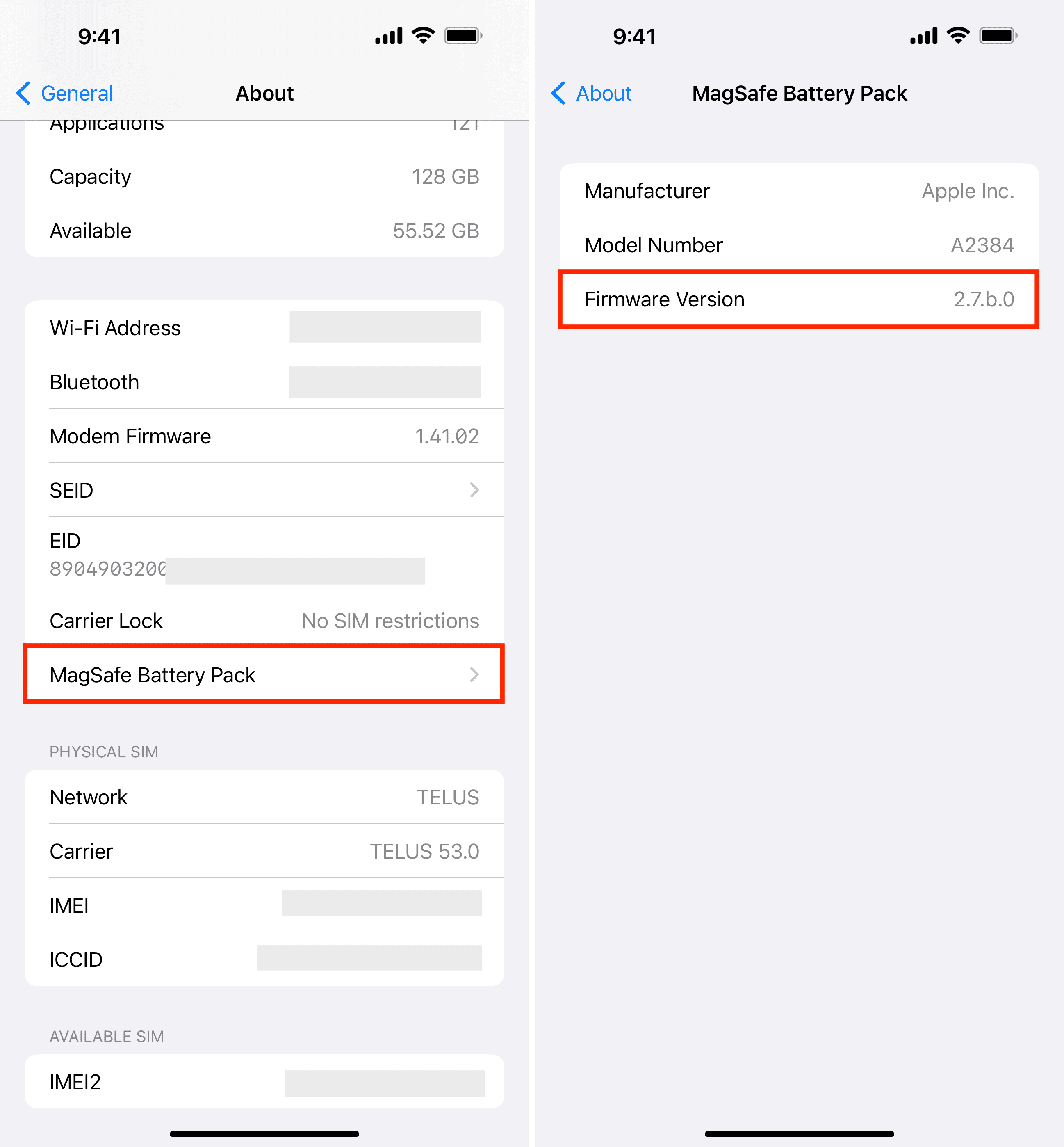 See Firmware Version of MagSafe Battery Pack