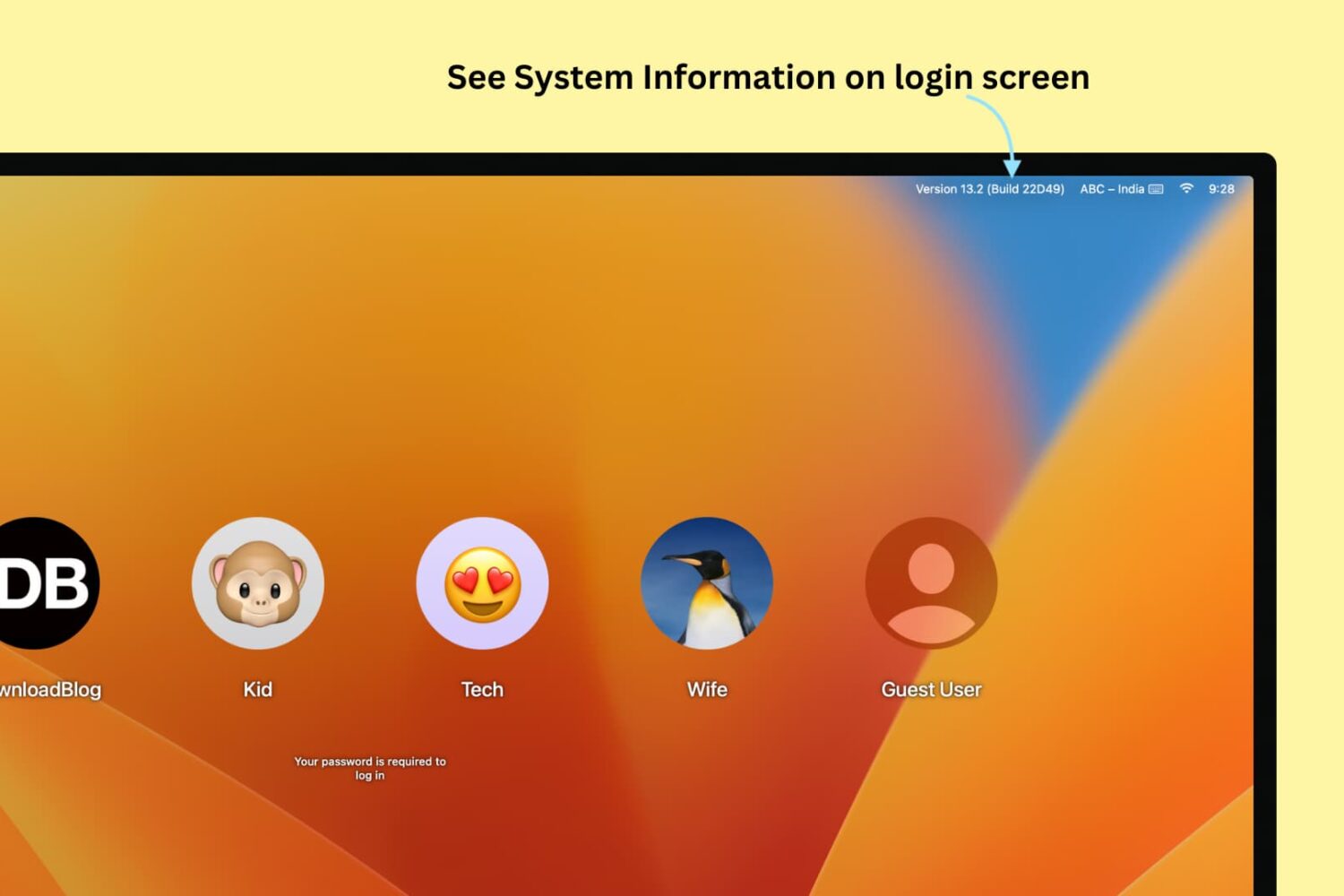 See System Information on Mac's login screen
