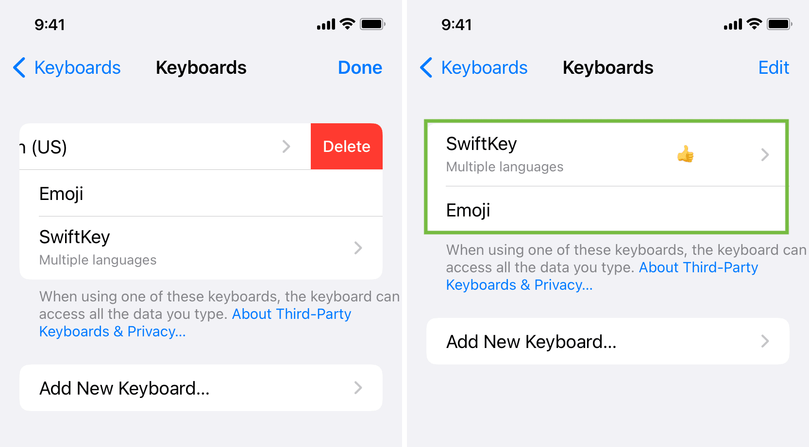 Set third-party keyboard as default on iPhone