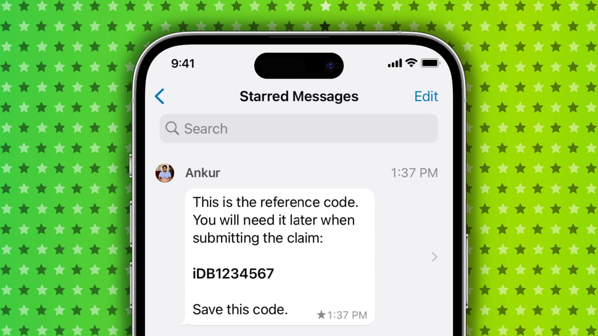 Pesan bintang WhatsApp di iPhone