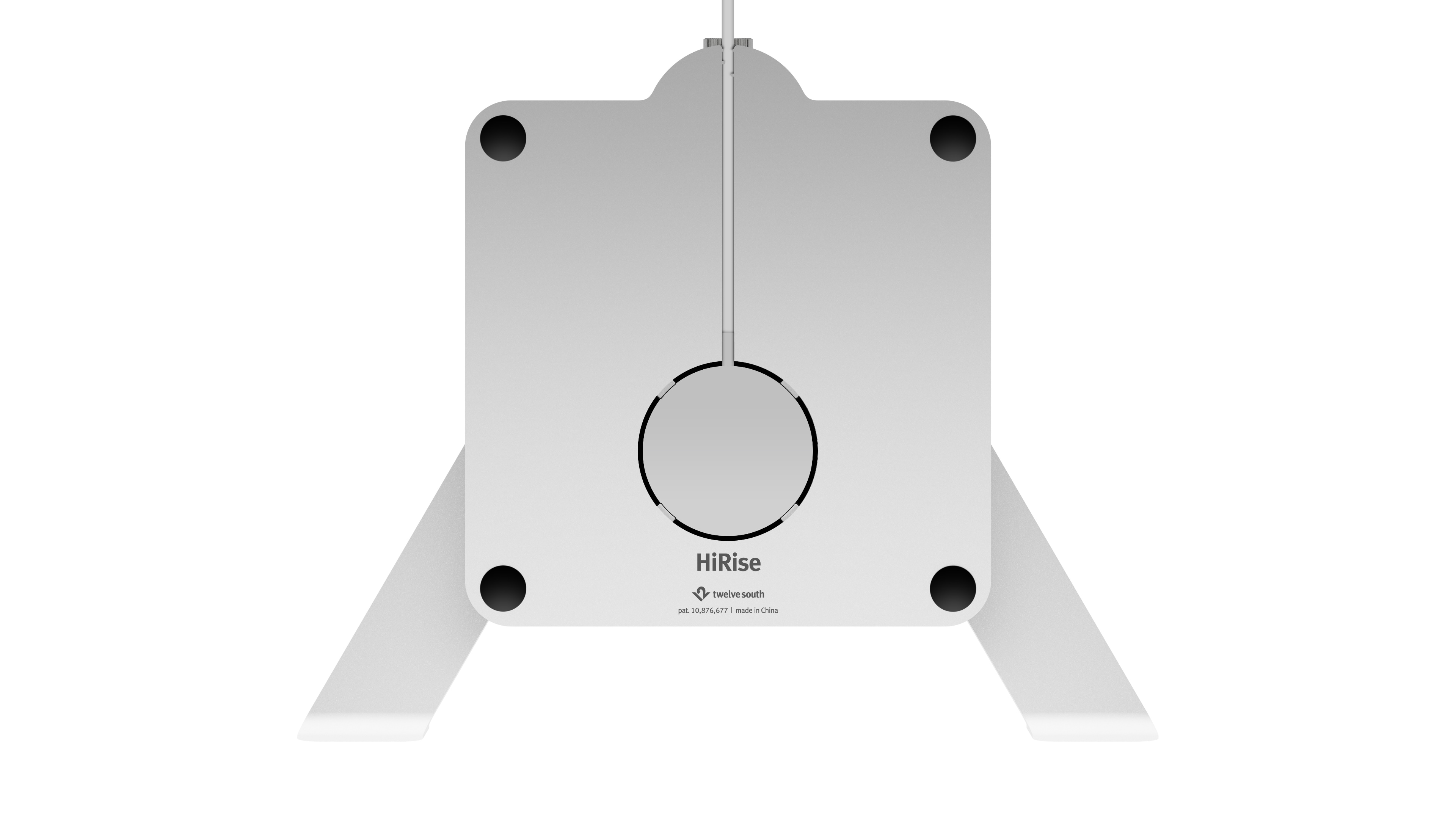 The base of Twelve South's HiRise Pro laptop stand showing a MagSafe disc charger in a built-in compartment 