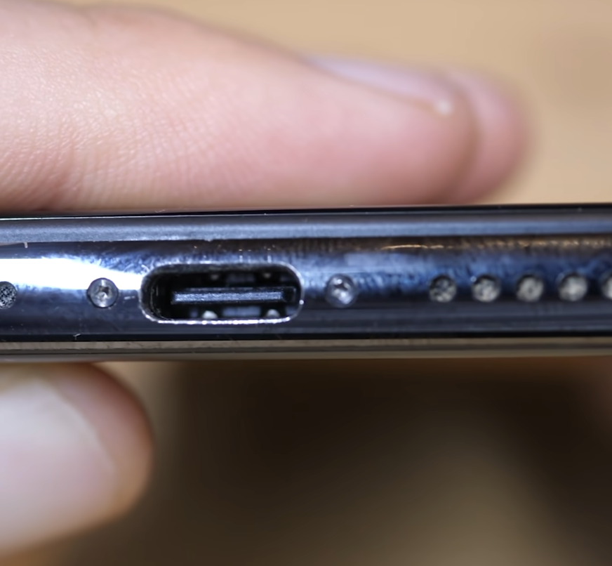 An iPhone X modified to have a USB-C port.