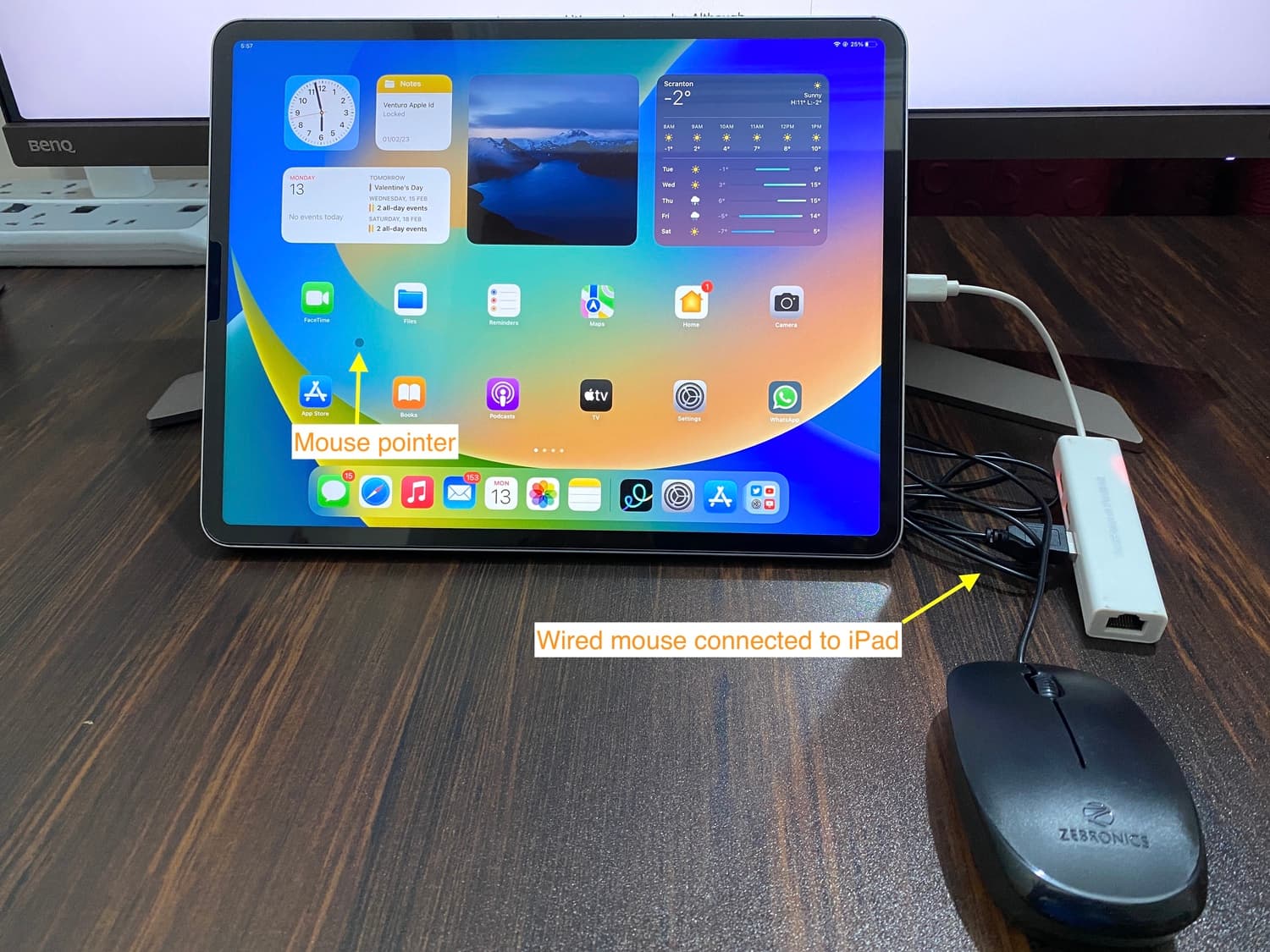 Wired mouse connected to iPad