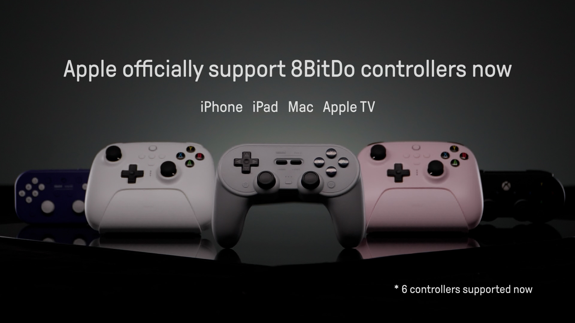 Enam pengontrol game dari 8BitDo yang mendukung perangkat Apple