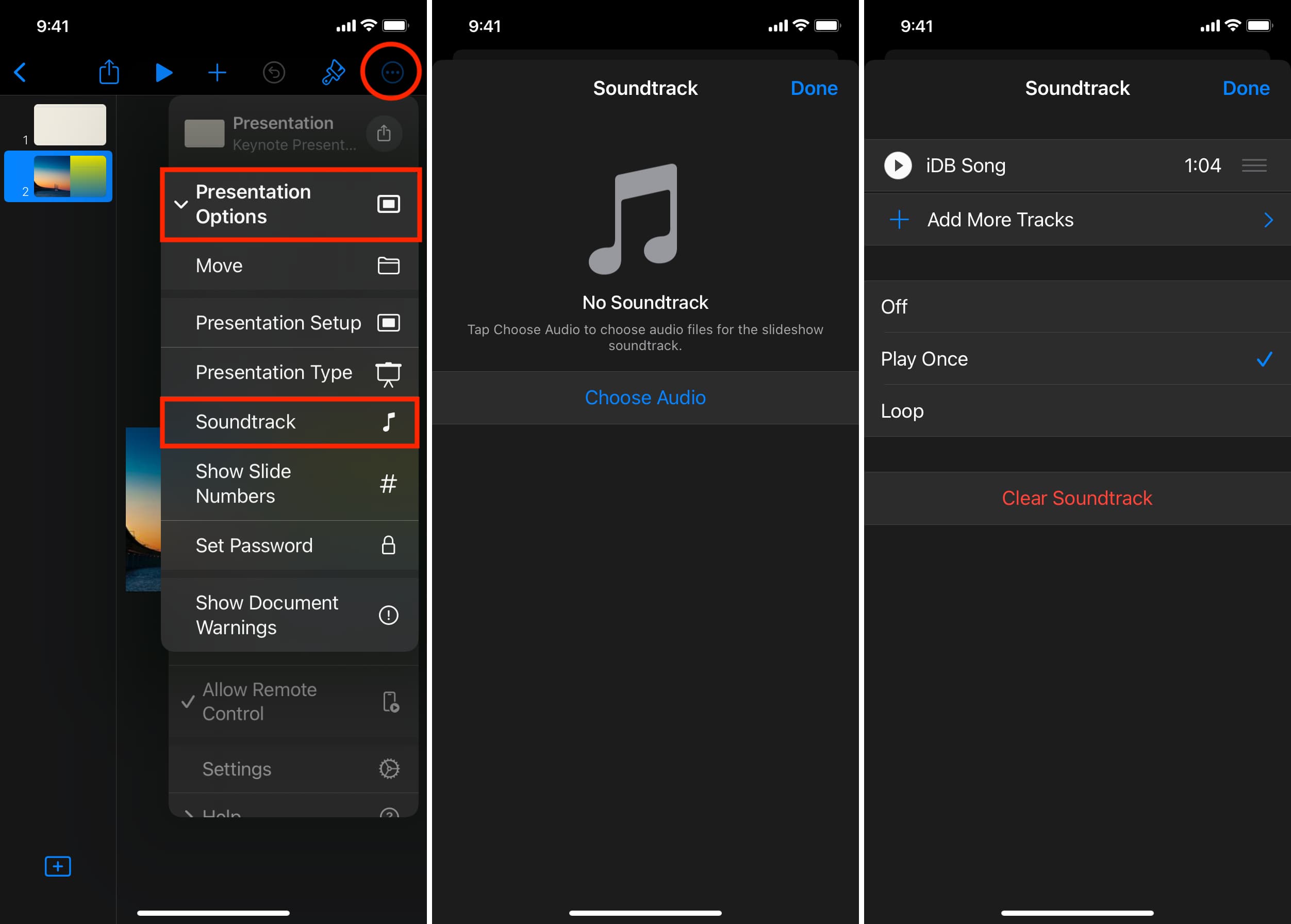 Add Soundtrack to Keynote on iPhone